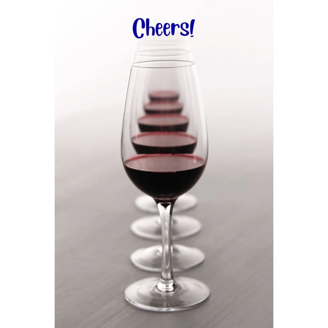 multiple glasses of red wine
