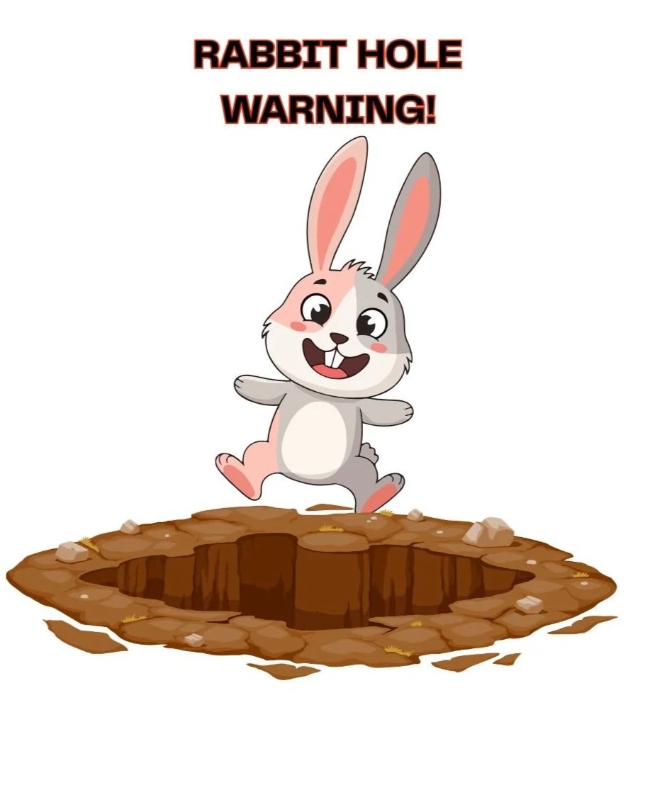 rabbit jumping down a hole