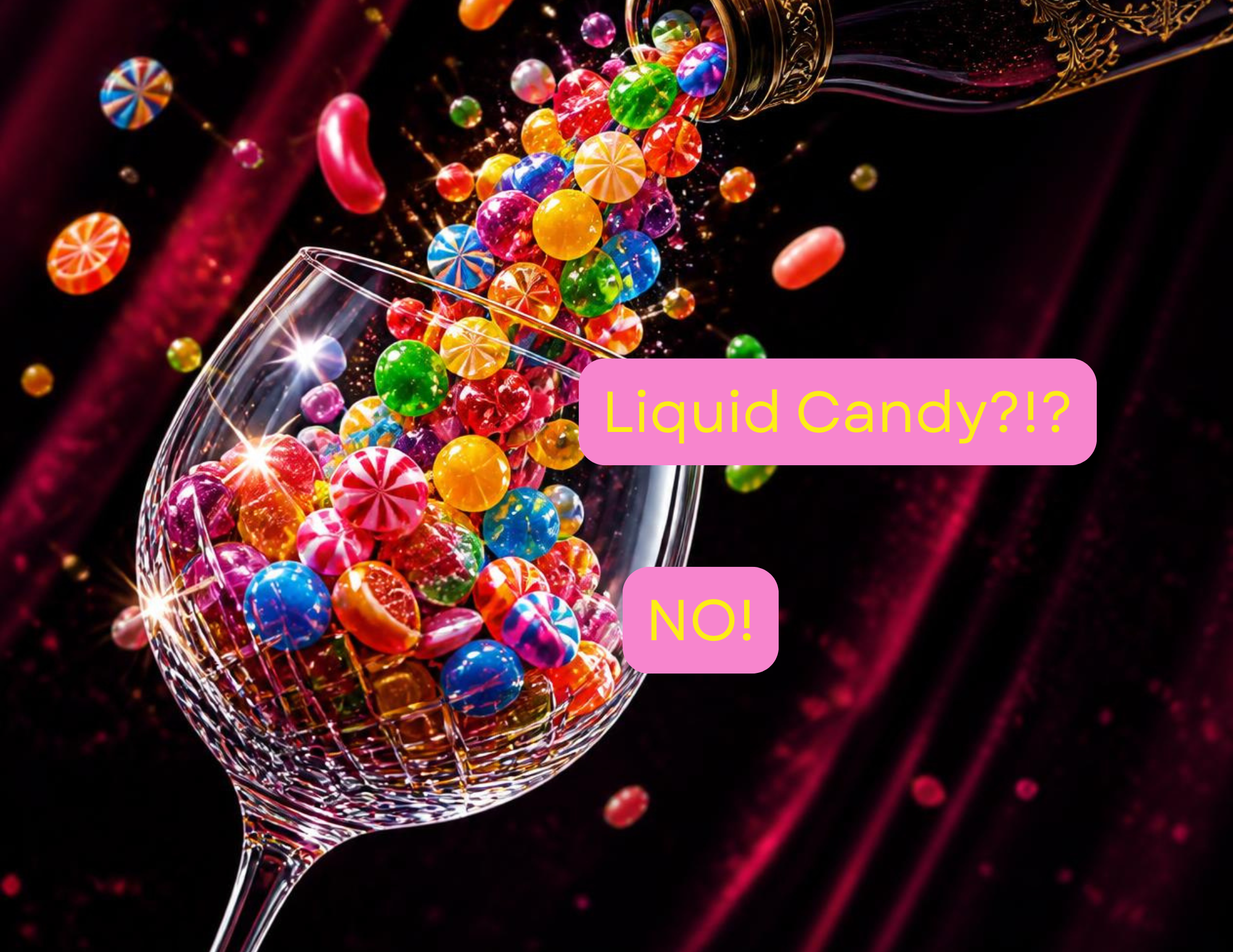 candy appearing to be poured into a wine glass