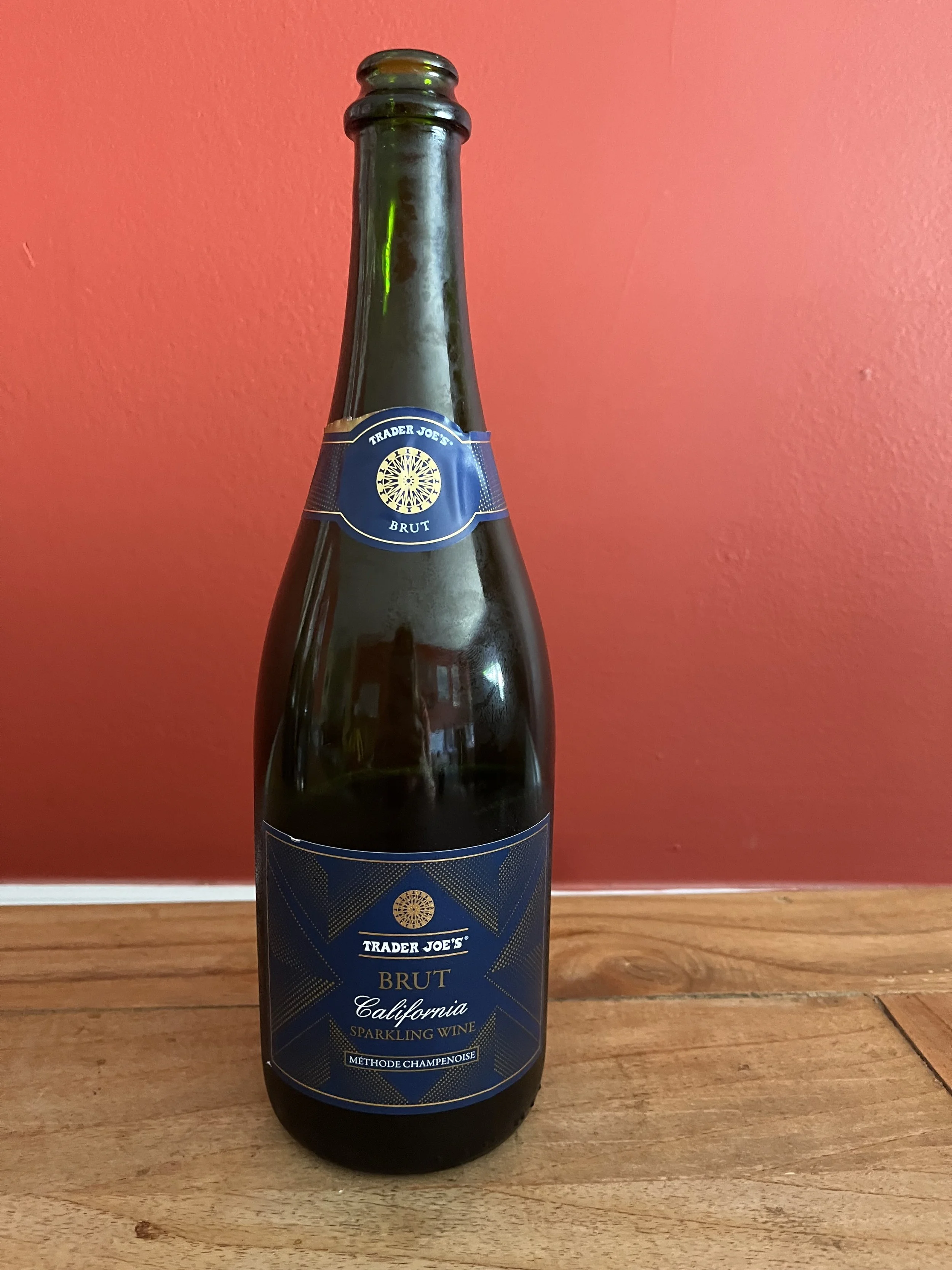 Bottle of Trader Joe's Brut California Sparkling wine