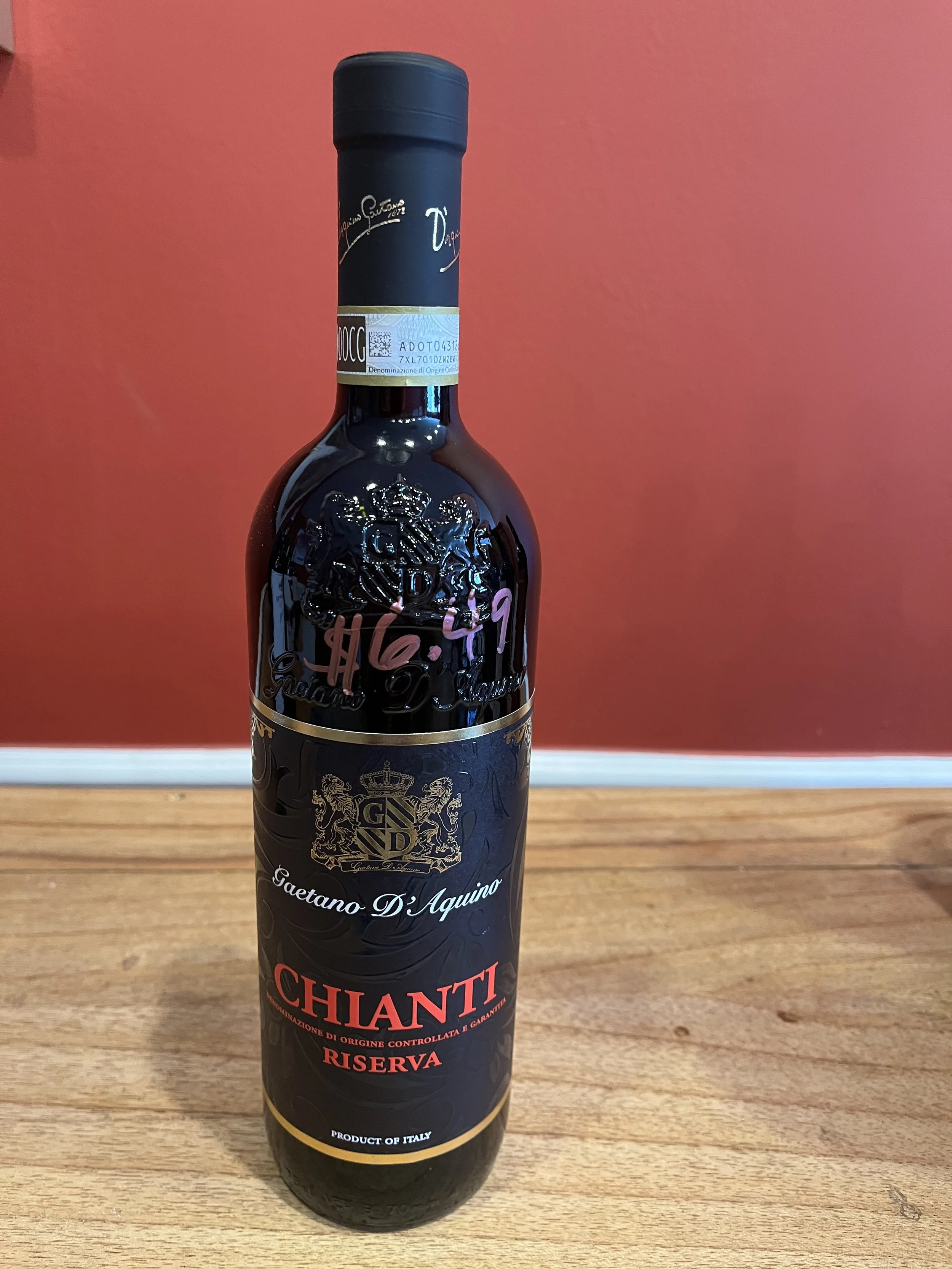 bottle of Chianti wine from Trader Joe's