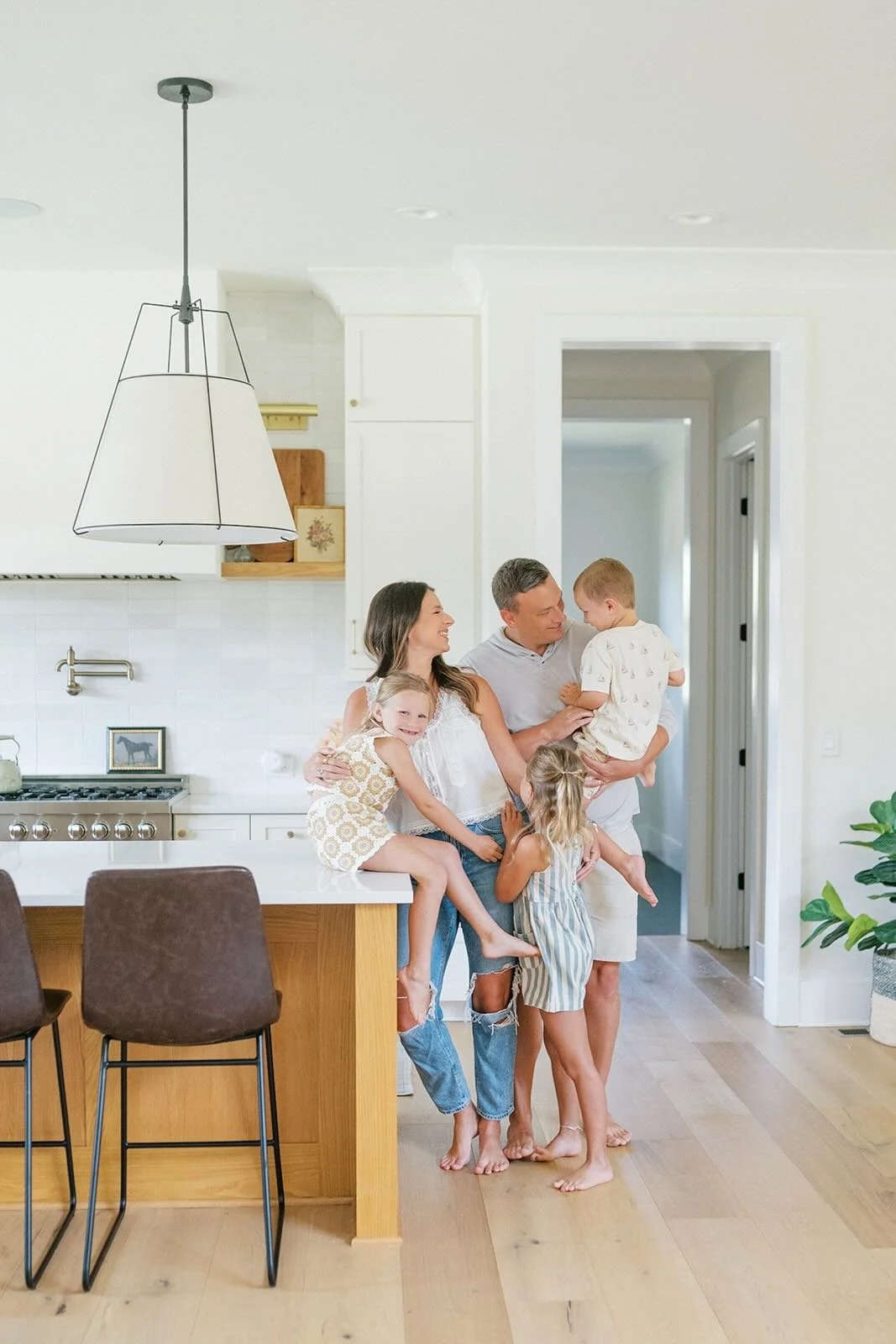 Family in their kitchen - Raleigh Newborn Photographer