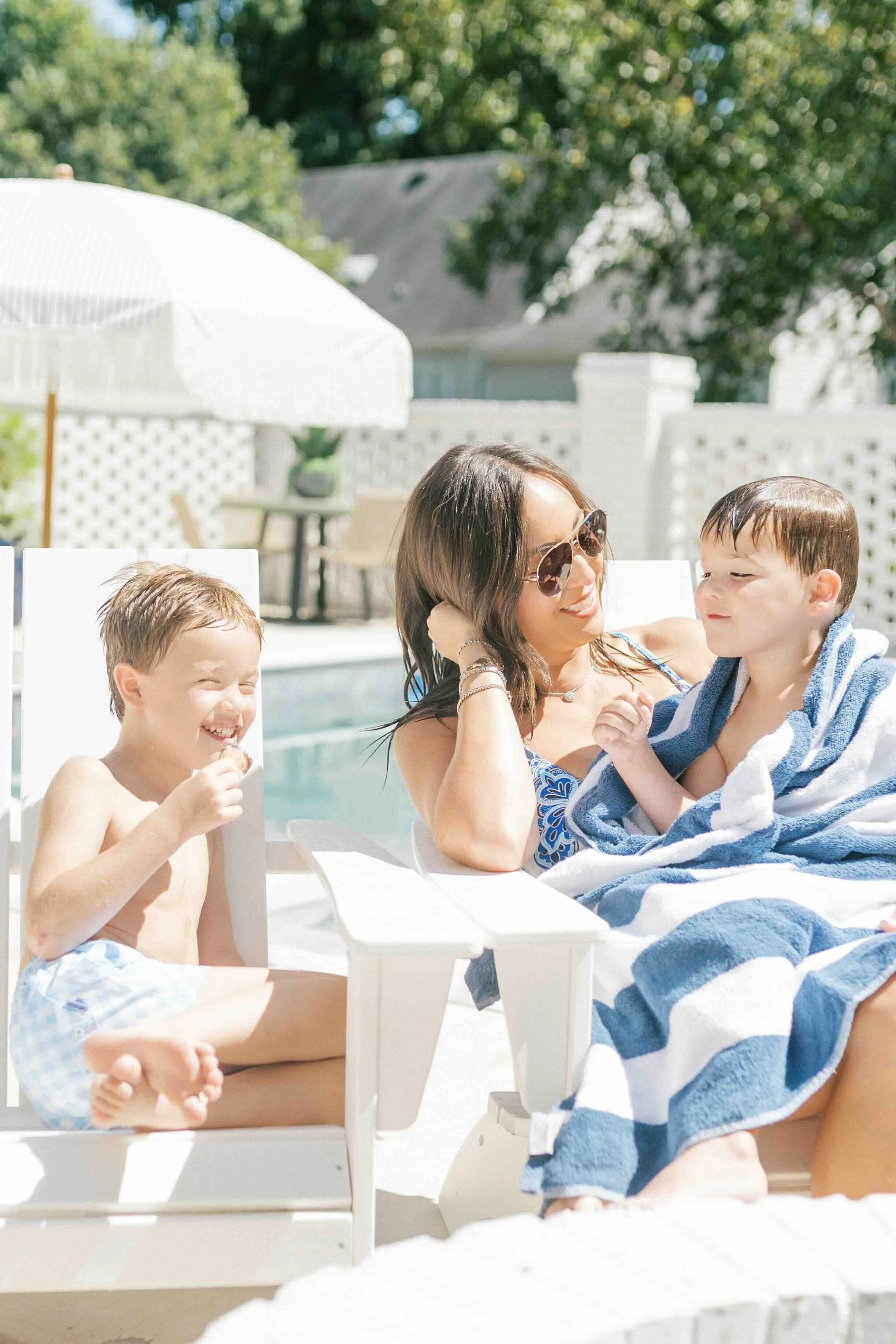 Mother and son pool day - Raleigh Newborn Photographer