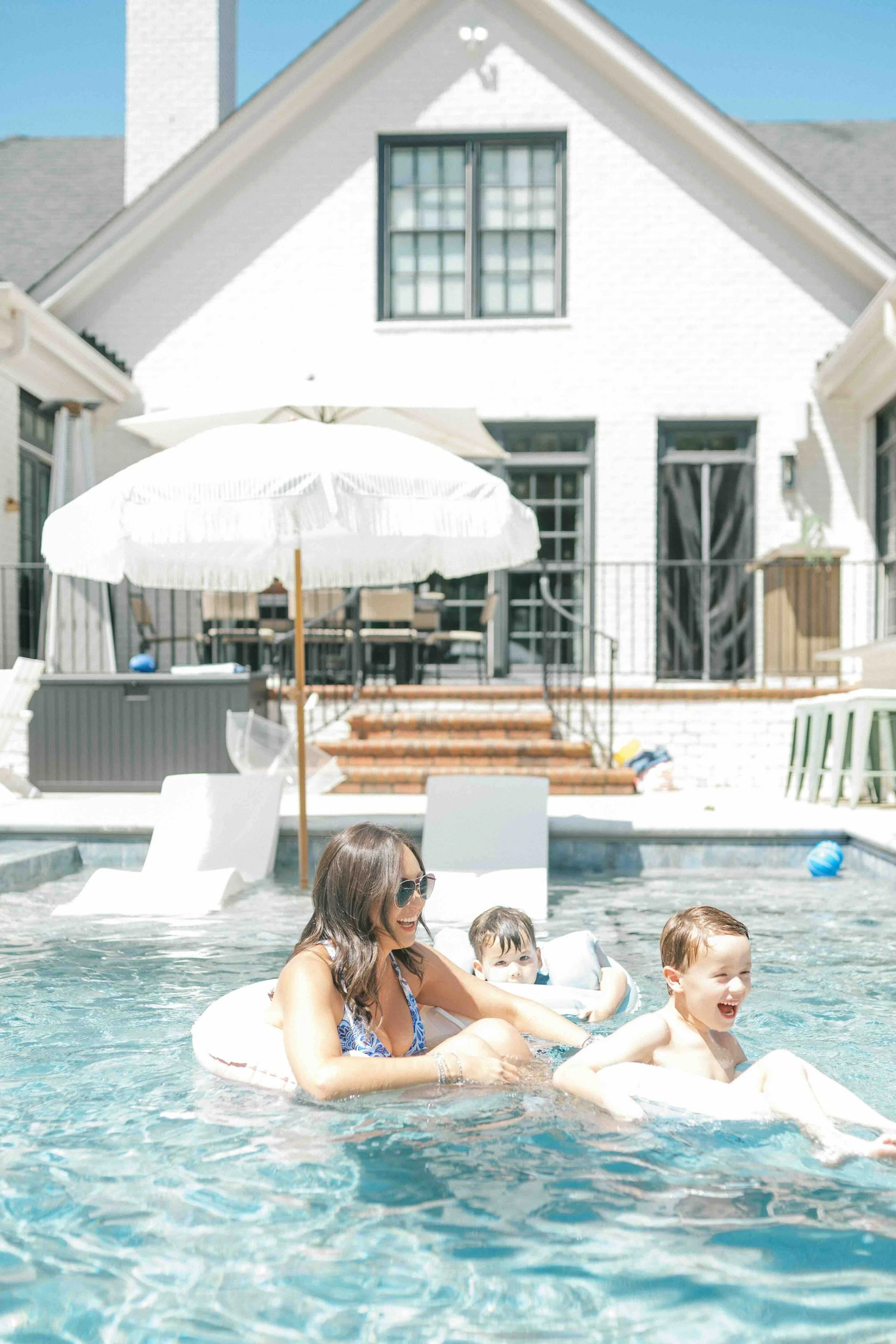 Mother and son fun in the pool - Raleigh Newborn Photographer
