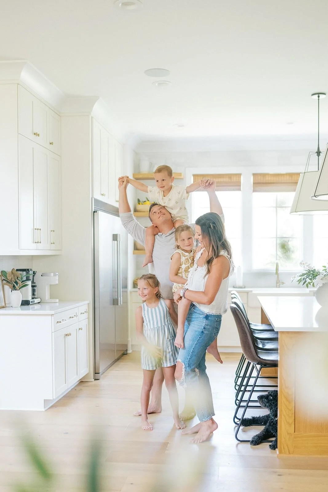 Family in the kitchen - Raleigh Newborn Photographer