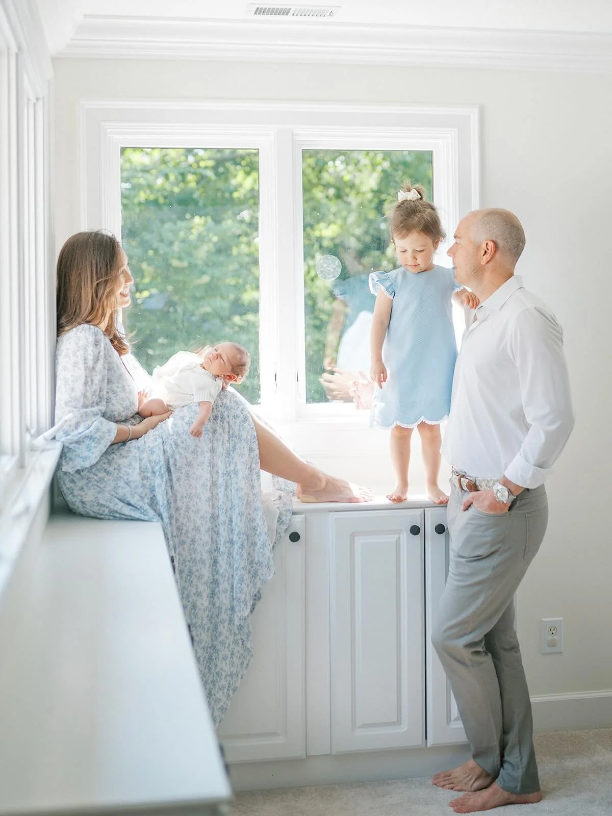 Family of four in the natural light - Raleigh Newborn Photographer