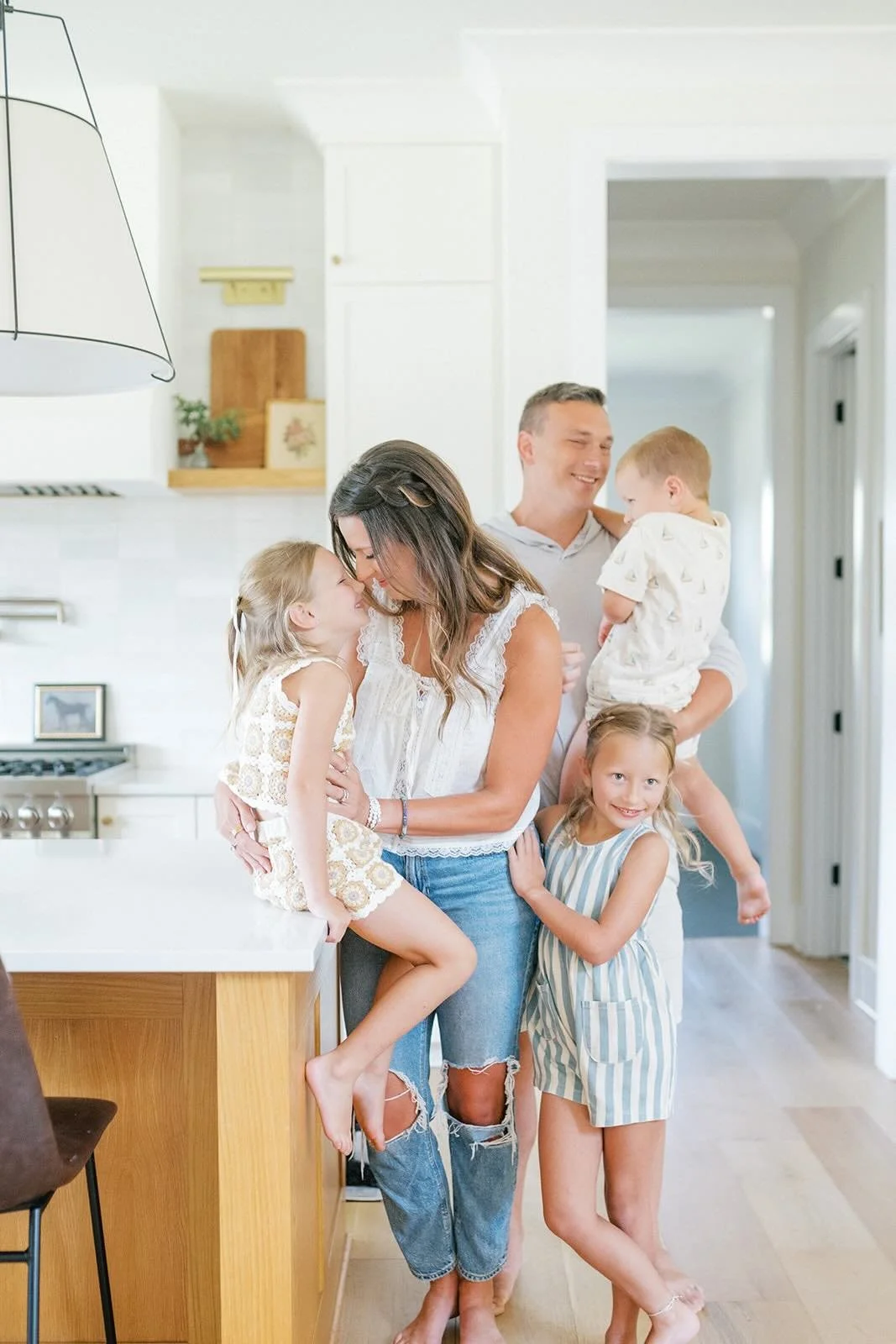 Family in their kitchen - Raleigh Newborn Photographer