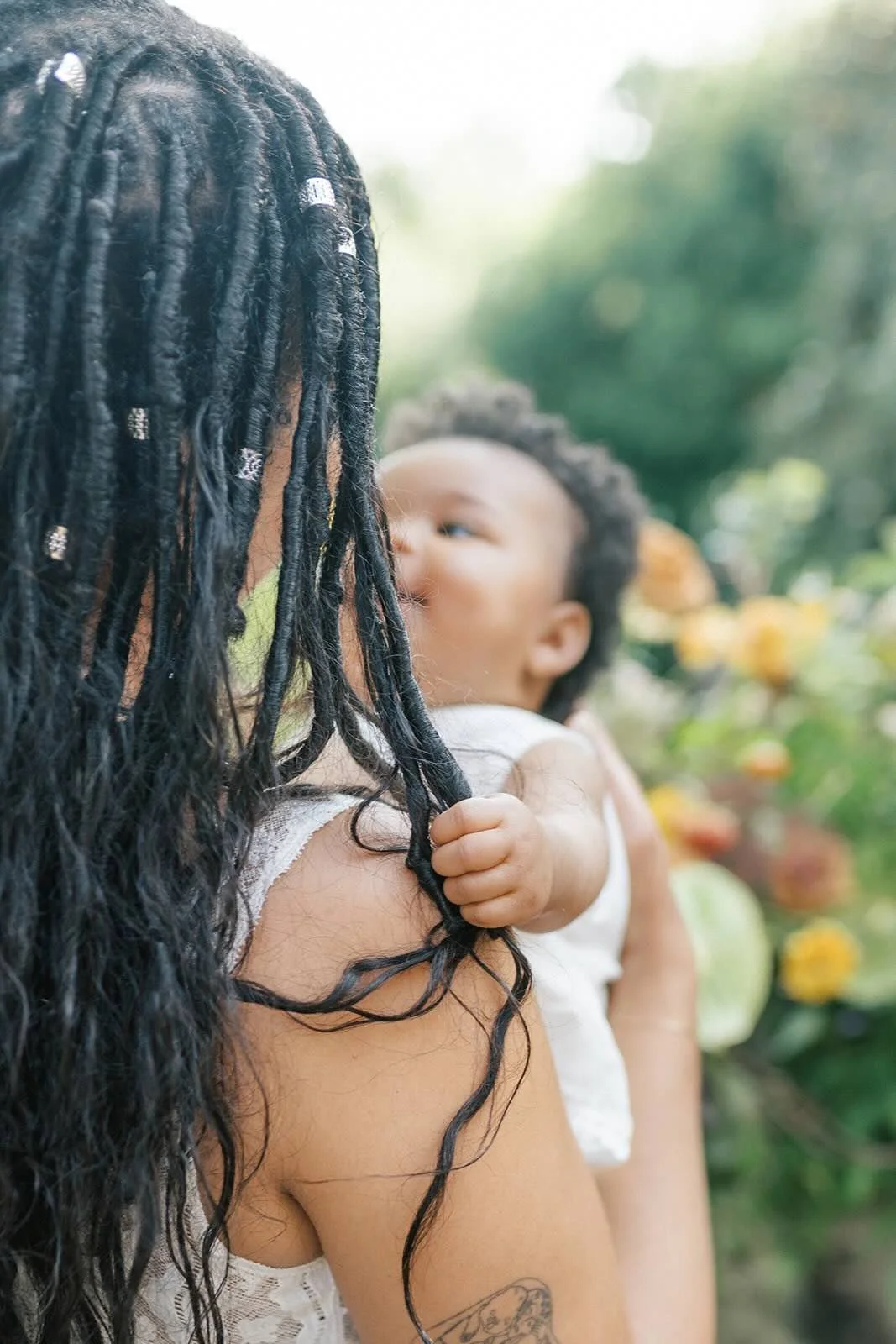 Baby looking at mother - Raleigh Newborn Photographer