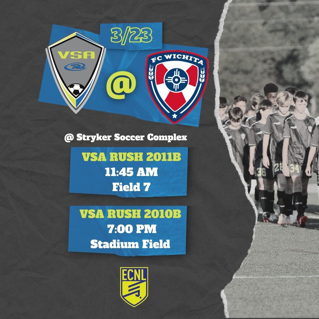 Our 2011 &amp; 2010 @ECNLBoys teams are gearing up to face @fc_wichita &amp; @sportingspringfield in Kansas this weekend! Good luck, boys!! #VSARush
