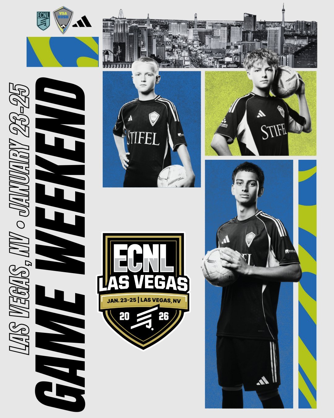 Good luck to our ECNL Boys teams at they kick off the ECNL Las Vegas showcase today! #ECNL #VSARush