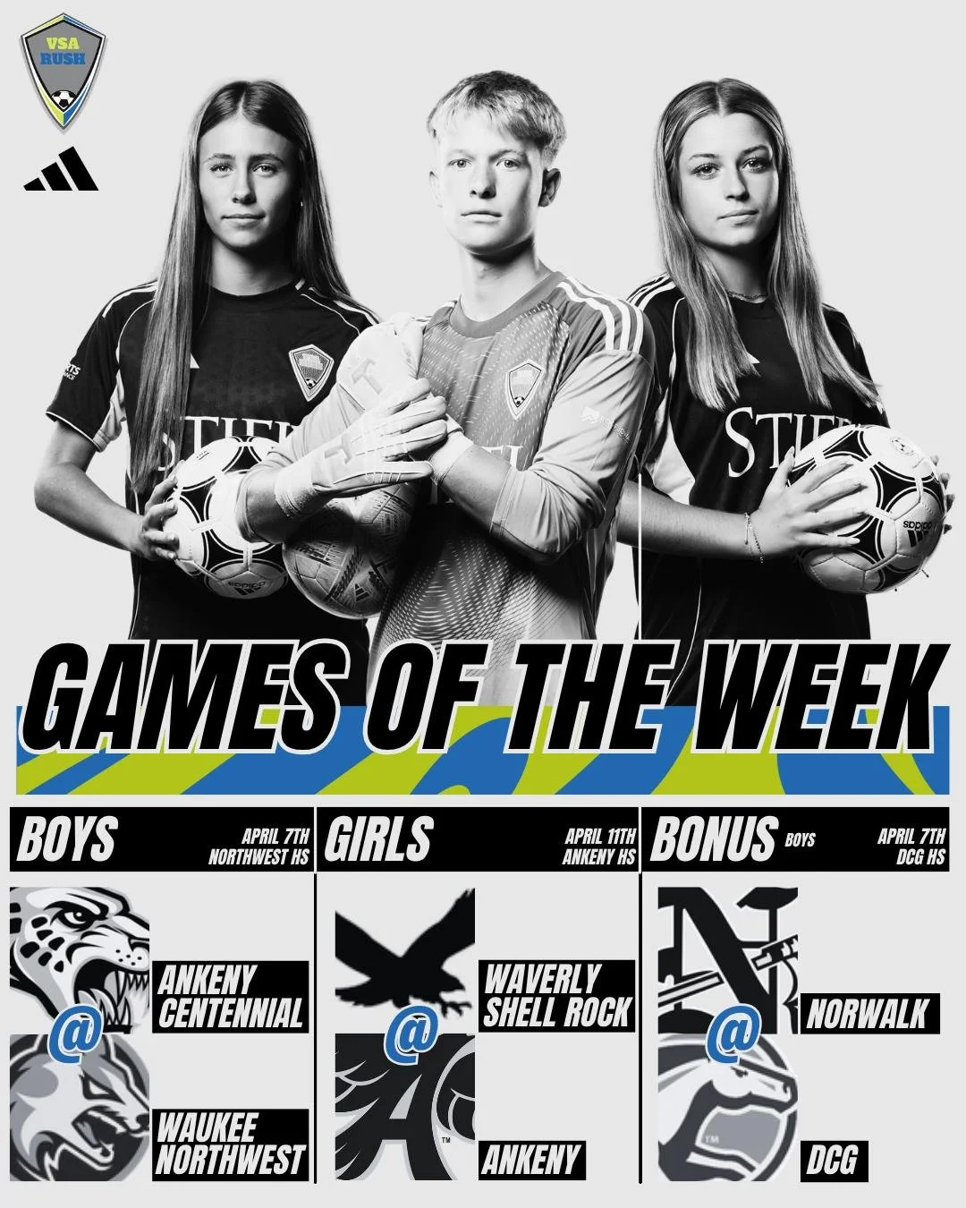 Check out our HS games of the week! #VSARush #IAHSSOC