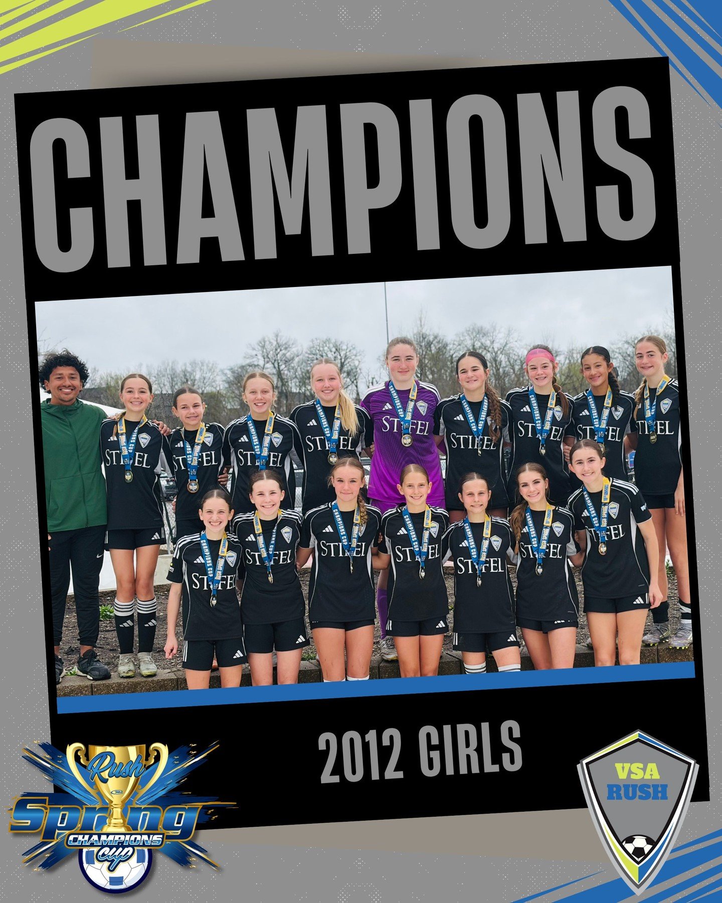 Congrats to the VSA Rush 2012 Girls, 2012 Boys, 2013 Boys and 2013 Girls for winning their divisions of Rush Spring Champions Cup this past weekend! 🎉 ⚽️ Shoutout to the VSA Rush 2011 Boys who finished as finalists in their division.

#RushSpringCup