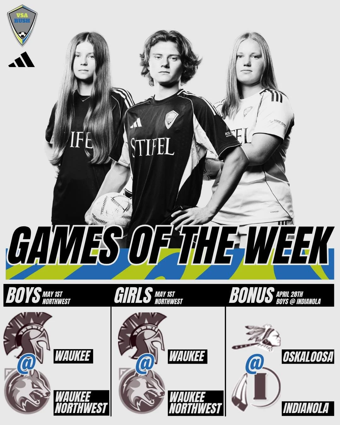 A couple of big games to end the week! Head to Waukee on Friday for the games! #IAHSSOC