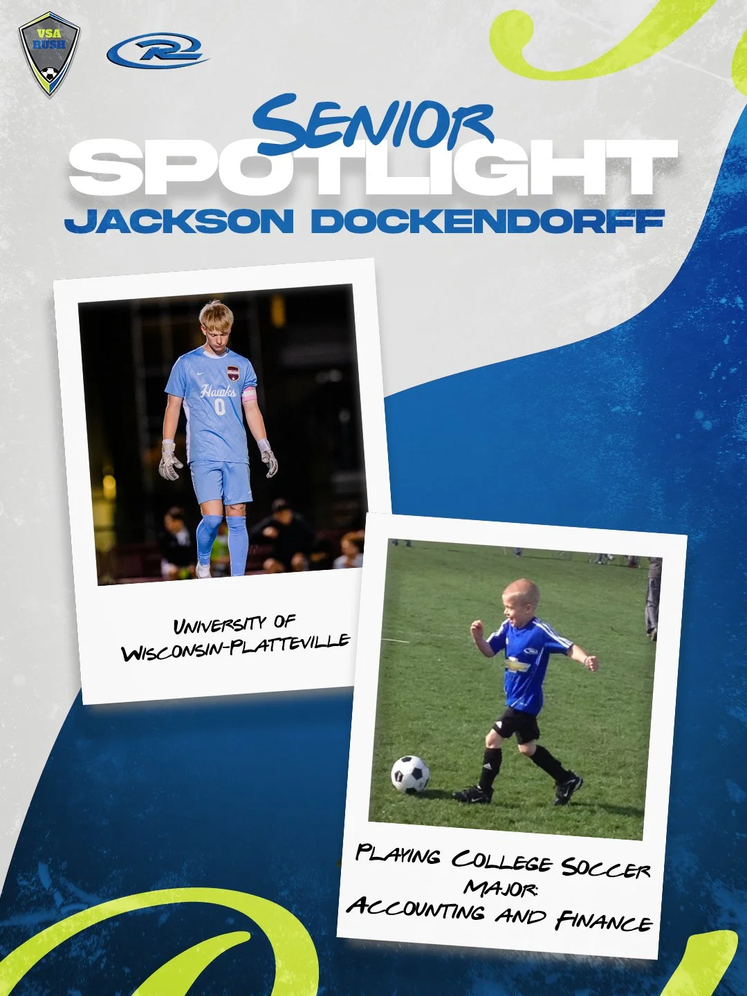 We have our next round of seniors to recognize -- Congrats to our VSA Rush class of 2026!

🎉 Senior Spotlight 🎉
▪️Name: Jackson Dockendorff 
▪️High School: Ankeny High School
▪️College Attending: University of Wisconsin Platteville
@dockendorffjack