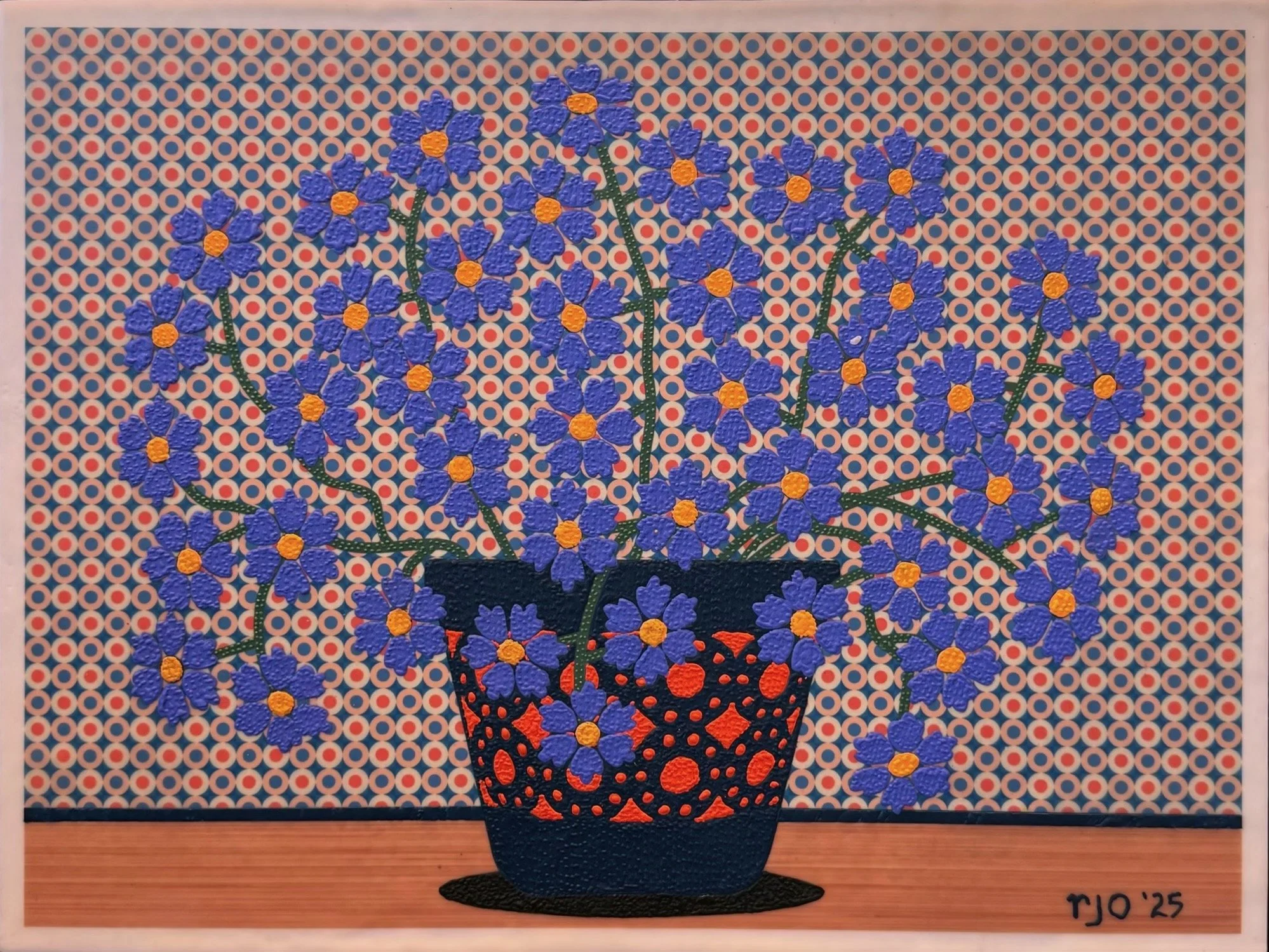 Provence Blue Flowers in an Orange Pot, 18x24
