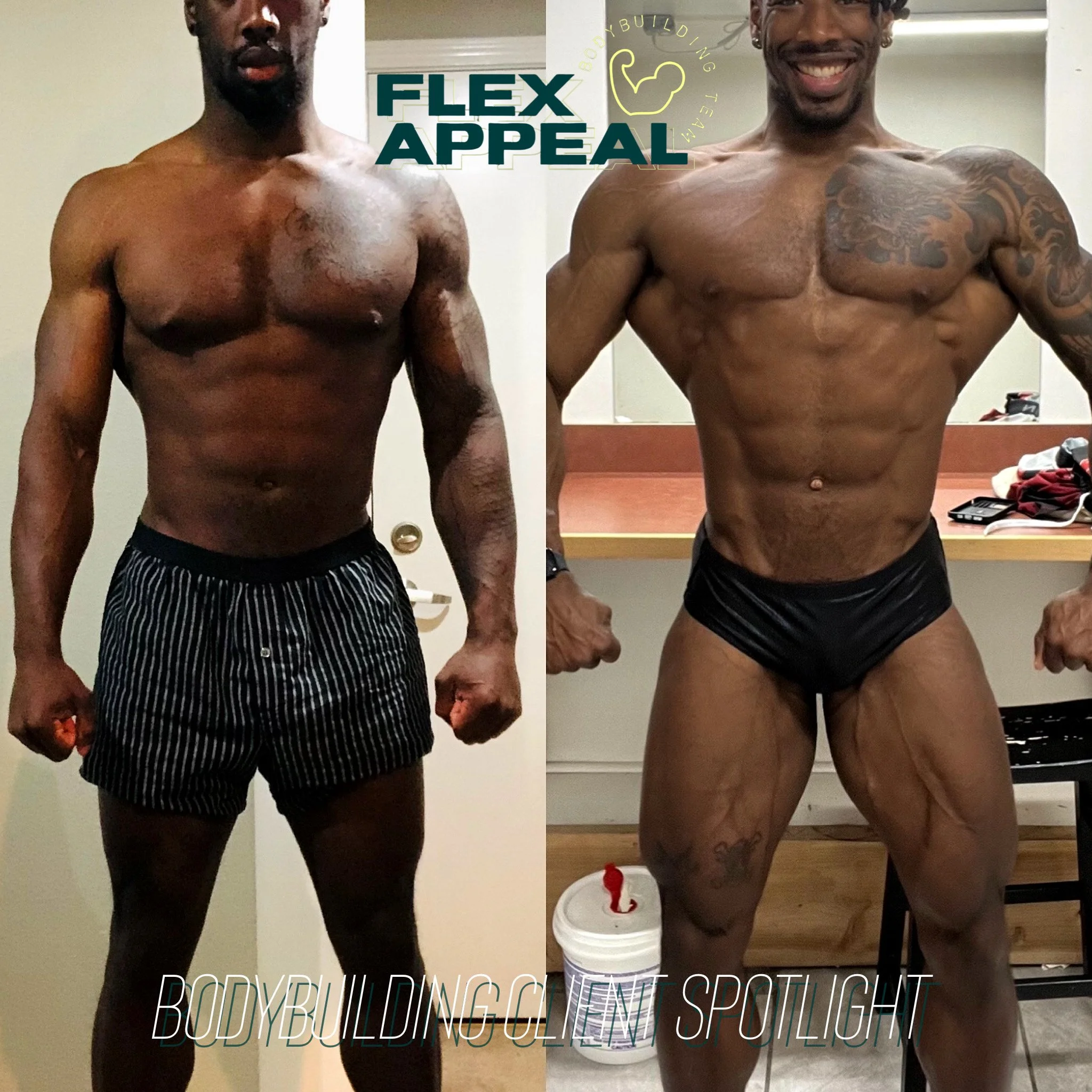 Athlete Q's transformation from day 1 to Classic Physique- earned Overall  (1 year working together) 