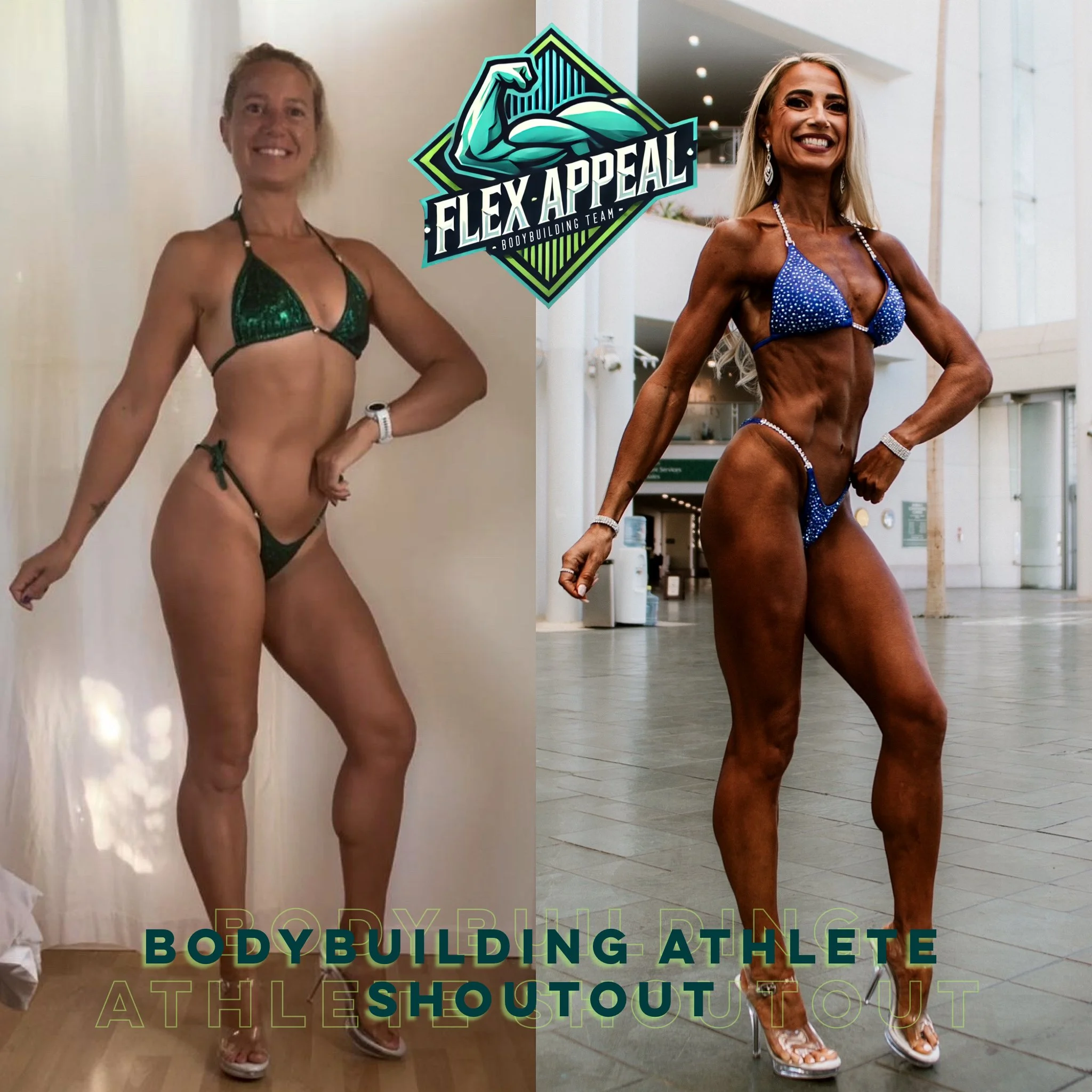 Athlete Melissa's transformation from day 1 to Show- earned top 5 in 4 classes (4 months working together) 