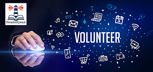 Volunteer graphics, with HeakeSpeak logo