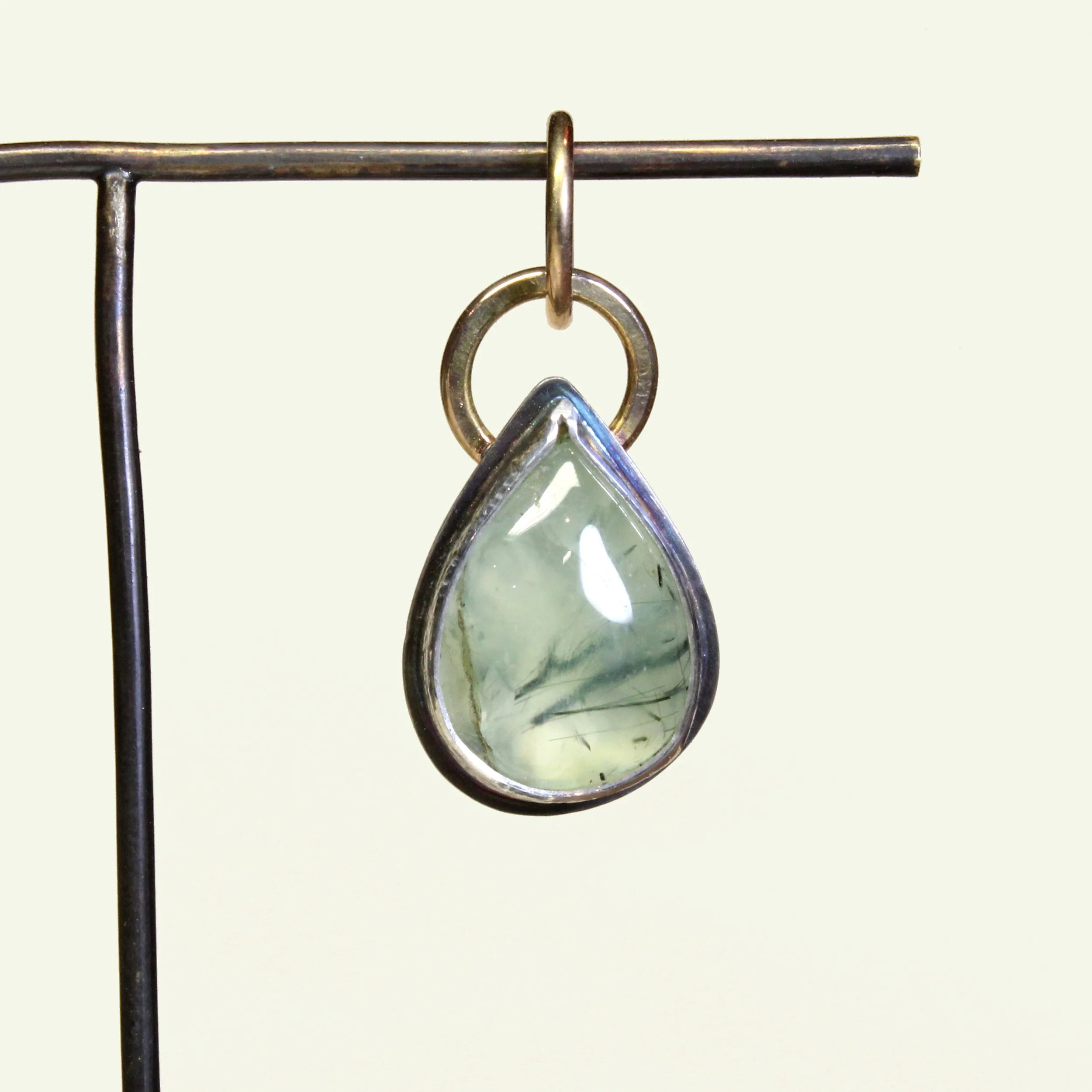 Prehnite Charm in Silver & Gold 004