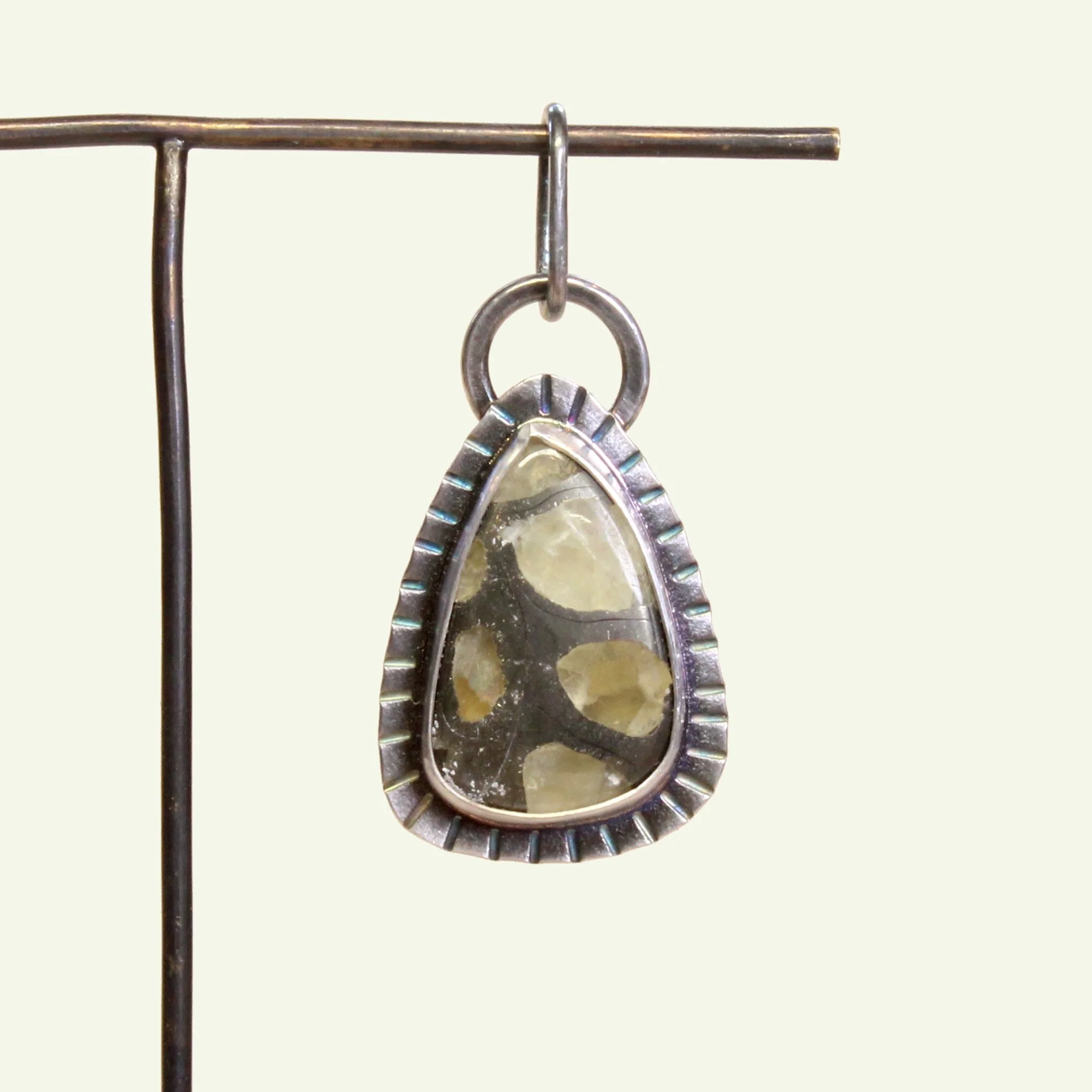 Pyritized Ammonite Charm in Silver