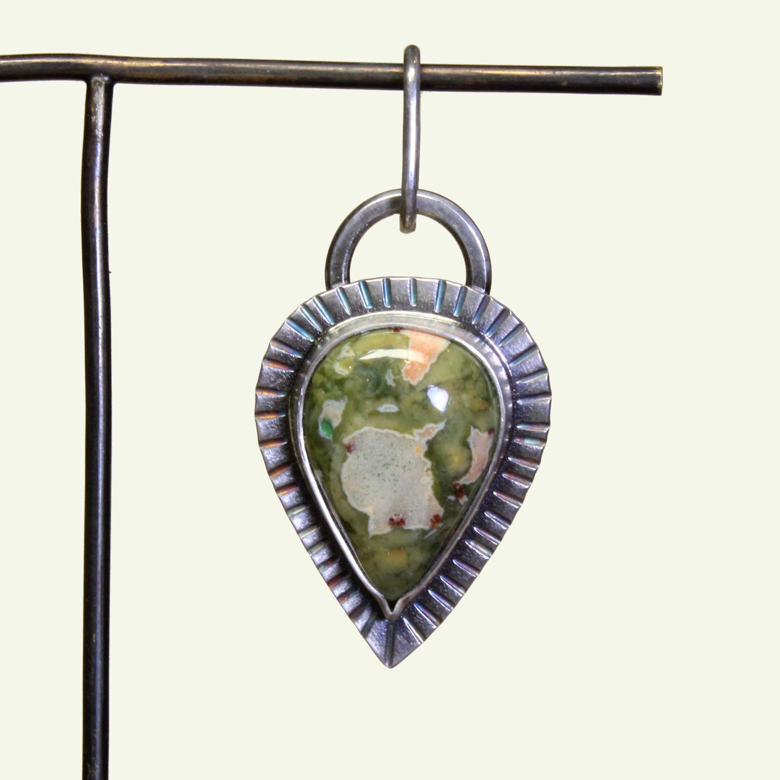 Ocean Jasper Charm in Silver 002
