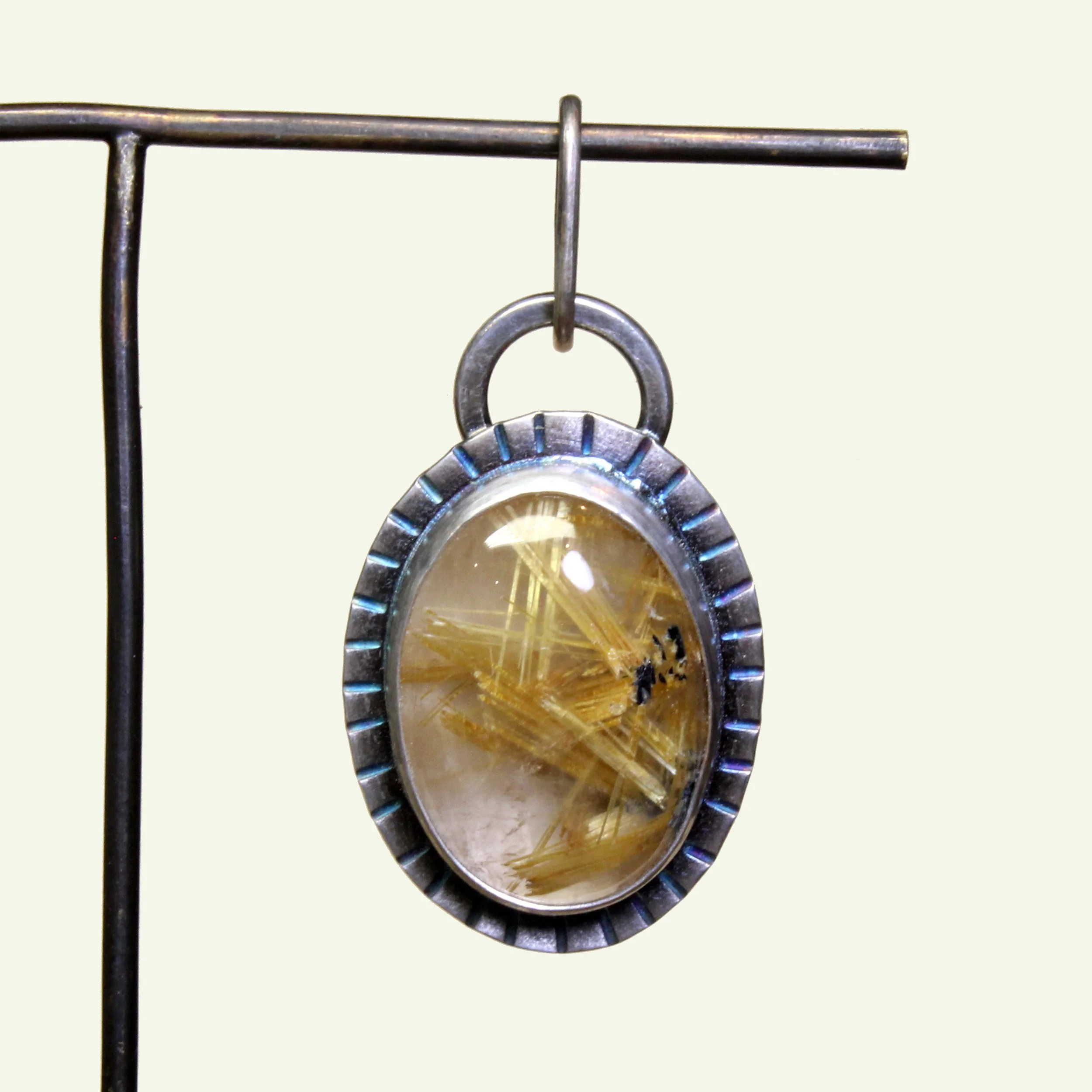 Rutile Quartz Charm in Silver