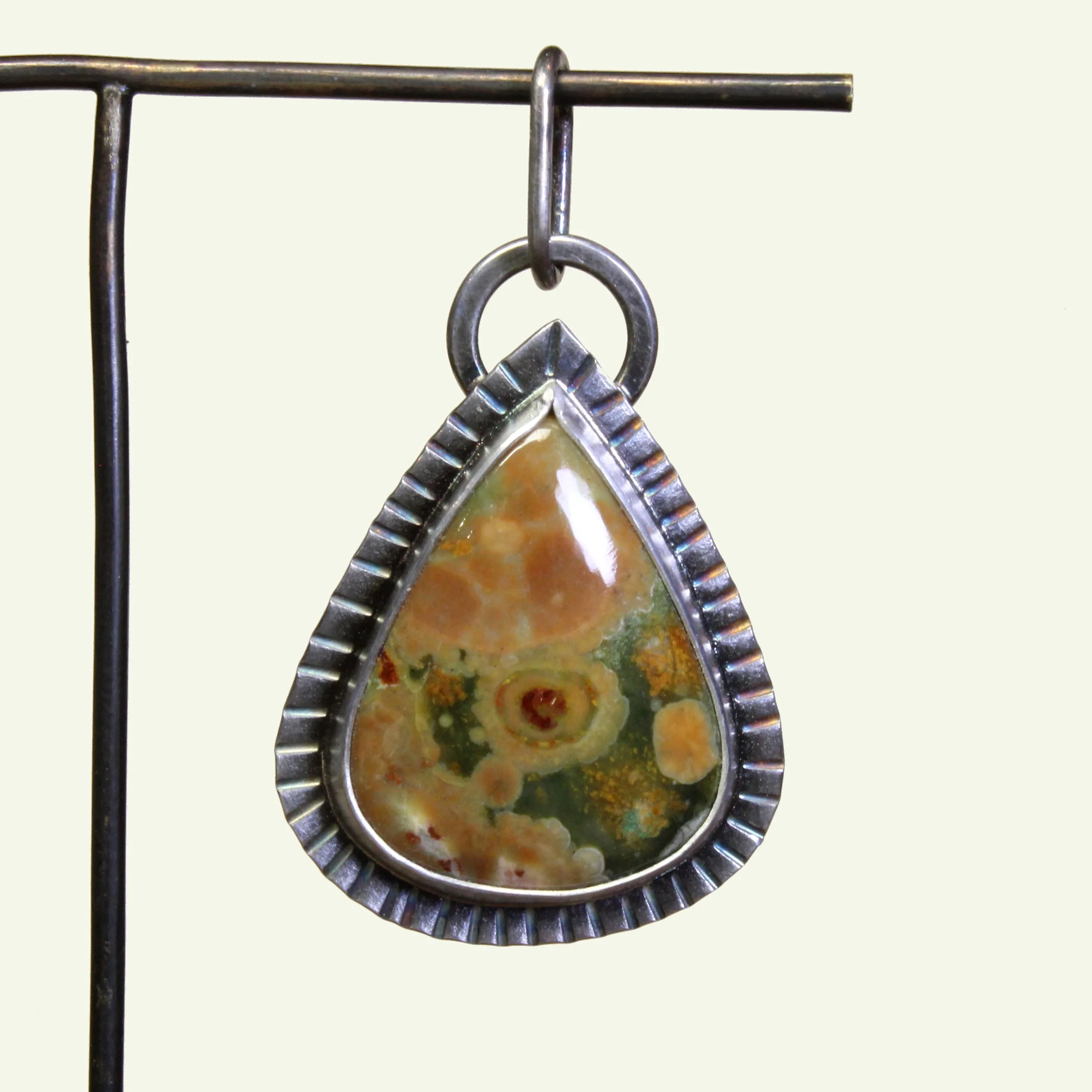 Ocean Jasper Charm in Silver 001