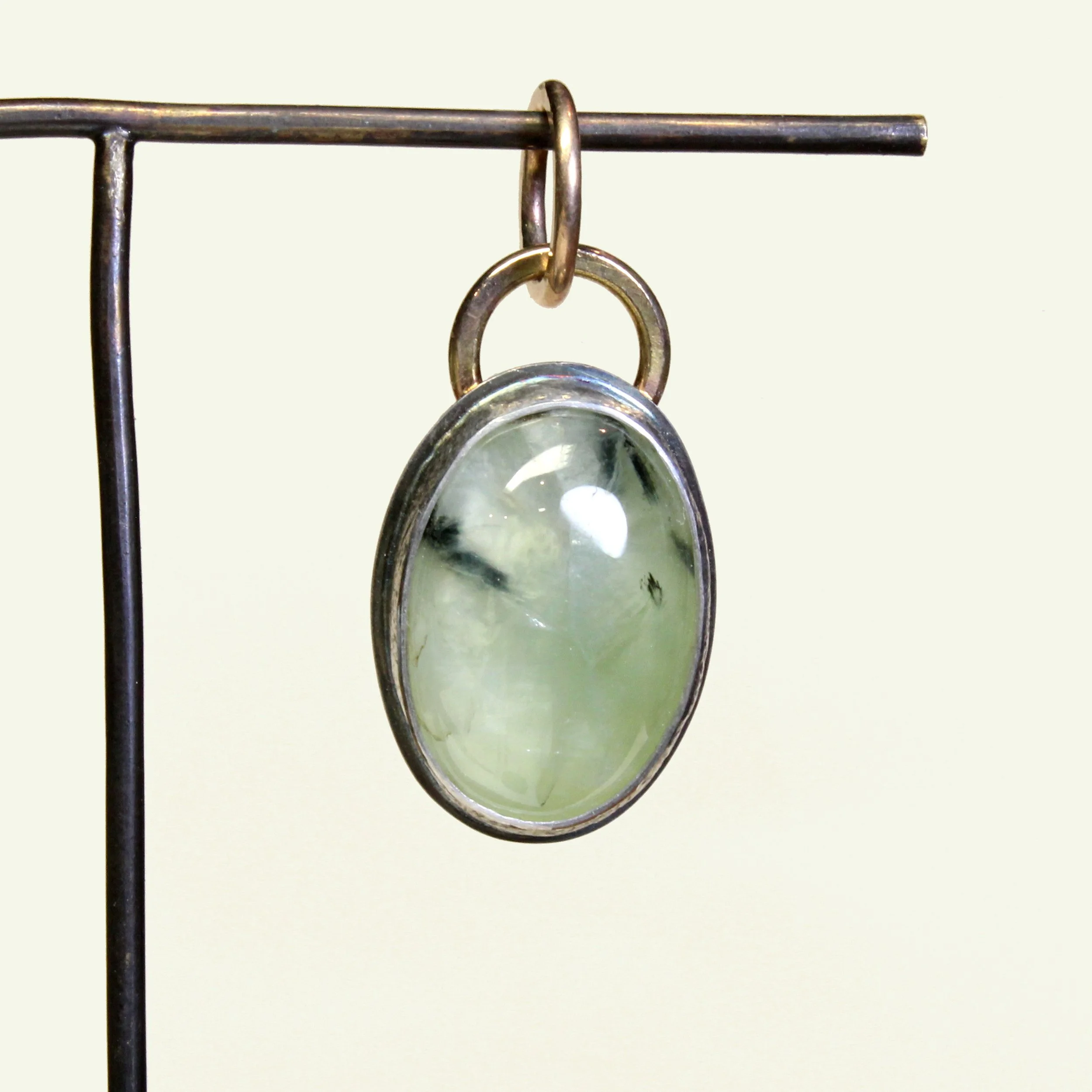 Prehnite Charm in Silver & Gold 002