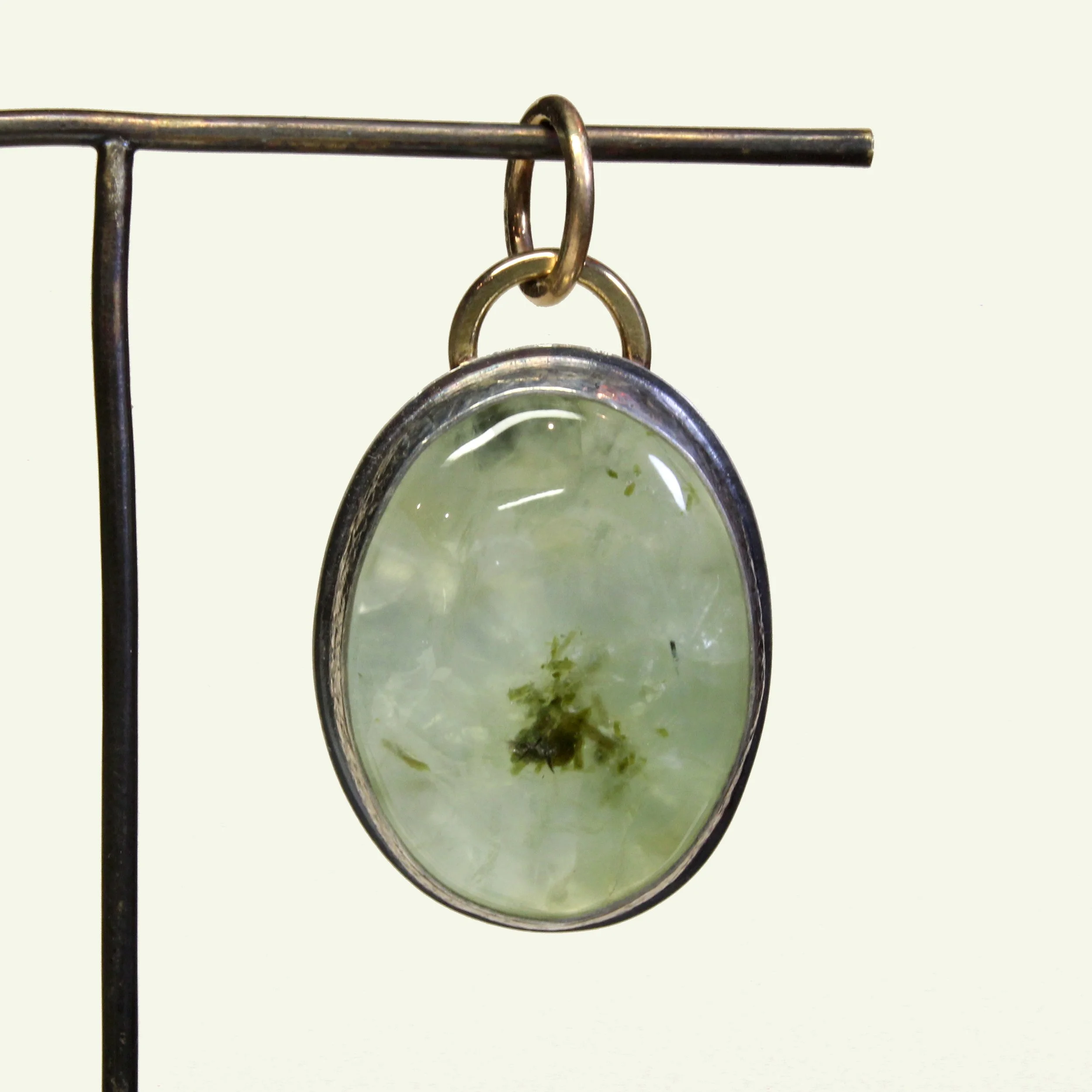 Prehnite Charm in Silver & Gold 001