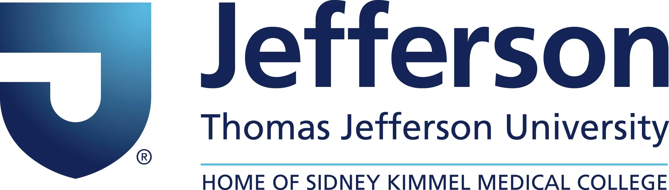 Logo reading: Jefferson, Thomas Jefferson University, Home of Sidney Kimmel Medical College