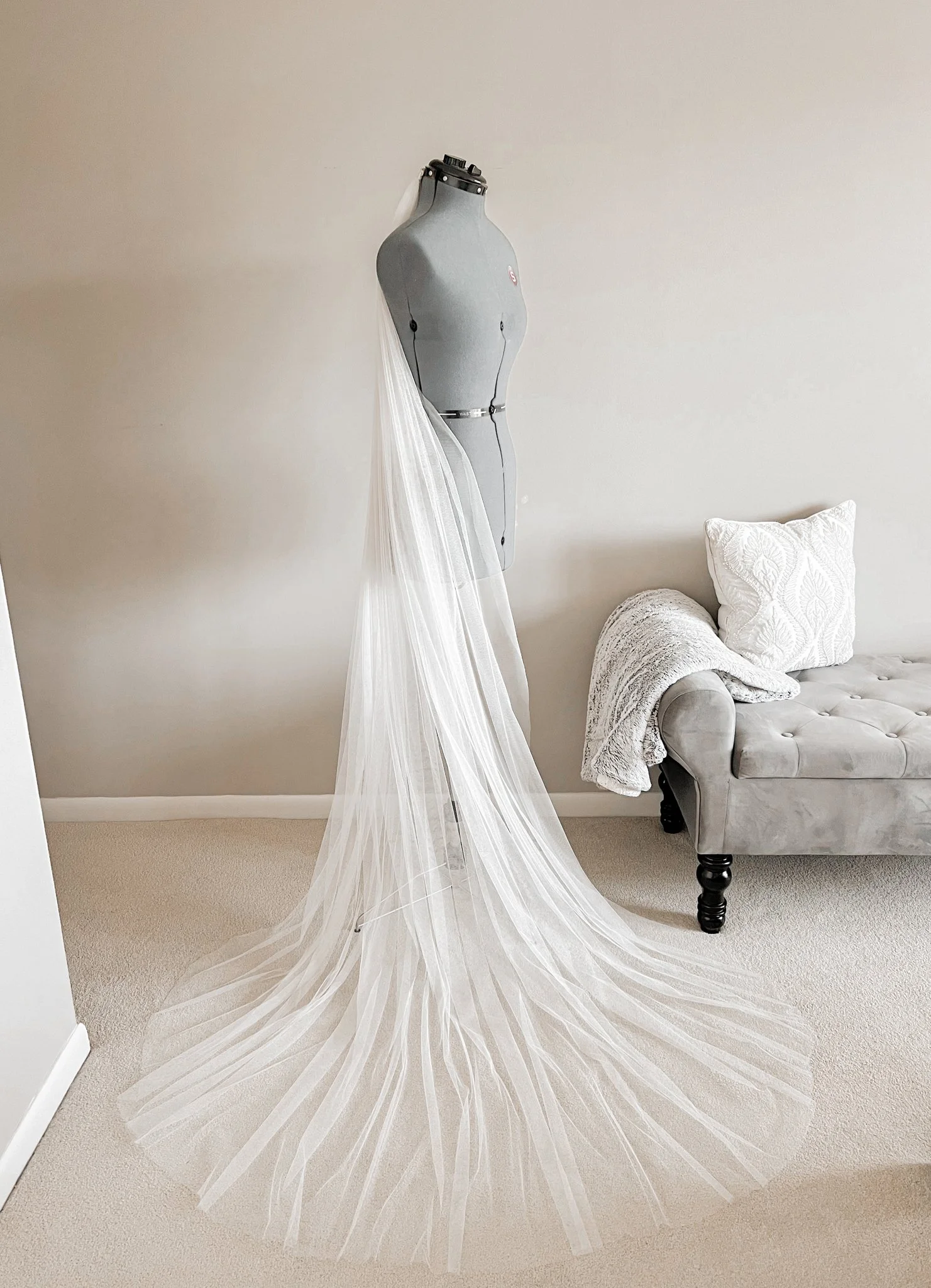 Miah Bridal Veil - Off-White English Net — Abby Malloy LLC