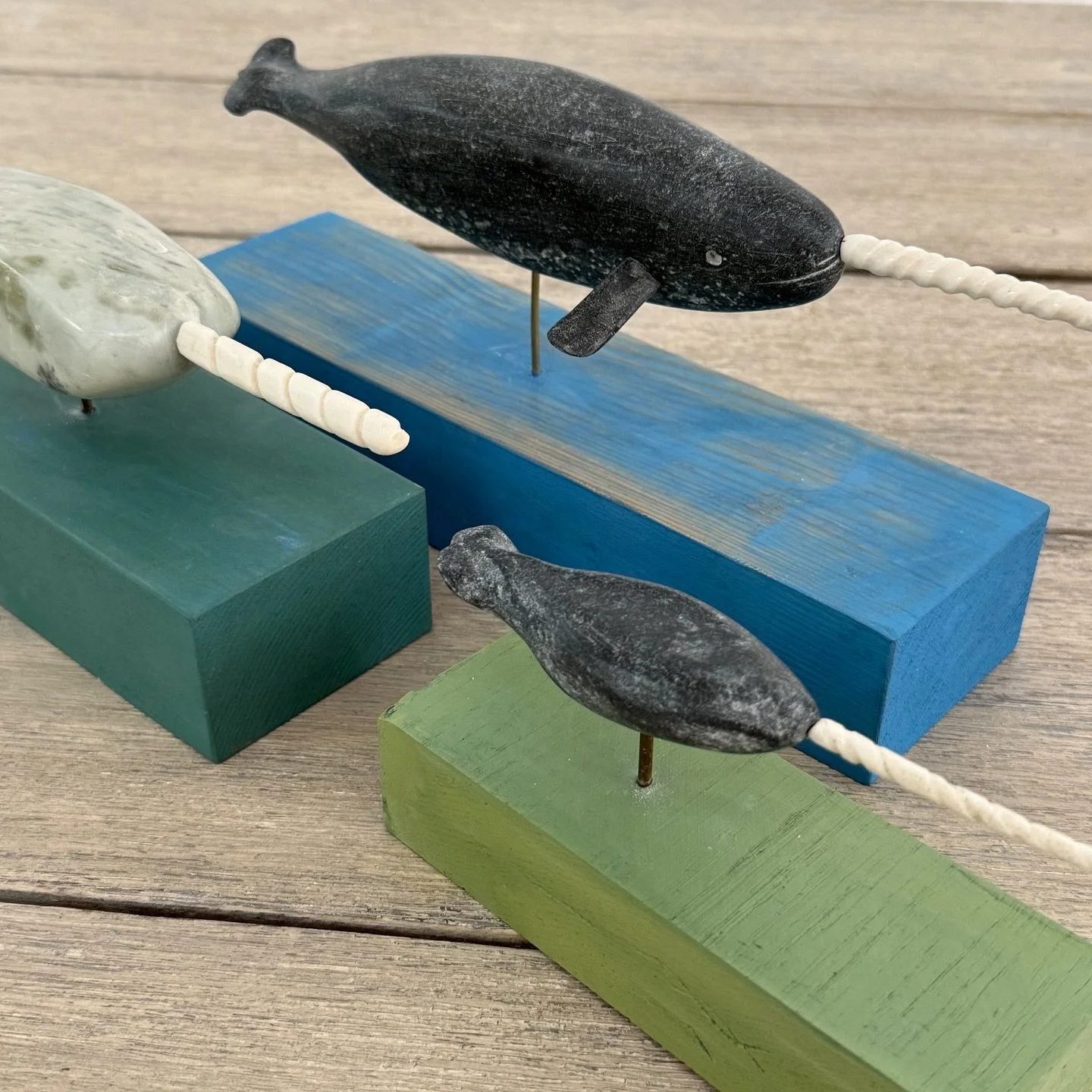 Soapstone Narwhals, by Penzance-based young sculptor, Rafferty Renshaw. 
We are delighted to welcome these charming little sculptures to The Summerhouse Gallery, they have been getting a lot of attention! 
#soapstonecarving #narwhals #thesummerhous