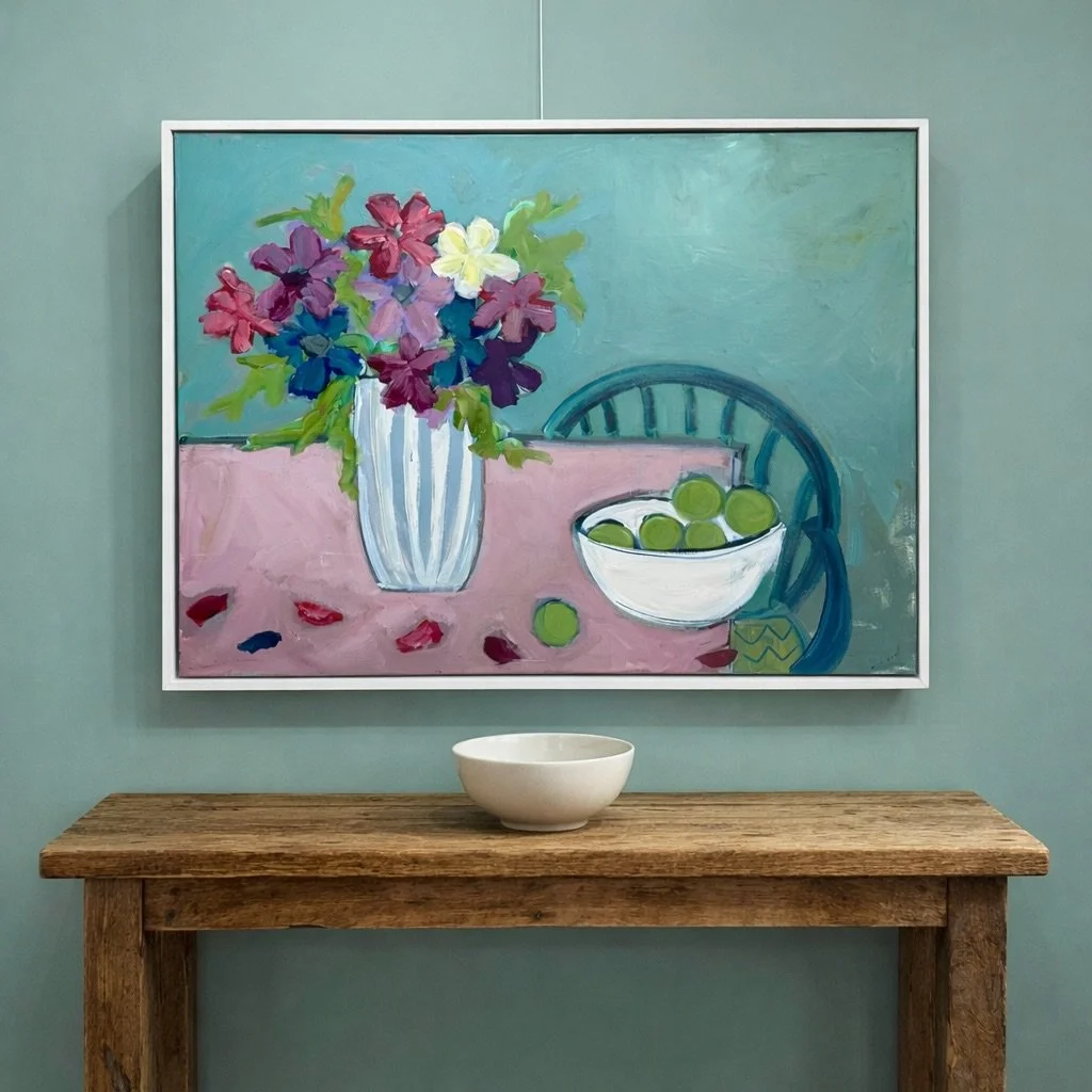 &lsquo;Ludgvan Anemones&rsquo;
By Iona Sanders. 76 x 101cm, acrylic on canvas.

A celebration of one of the best flowers around- the Anemone! First commercially grown in the lovely nearby Cornish village of Ludgvan, so they have a special place in ou