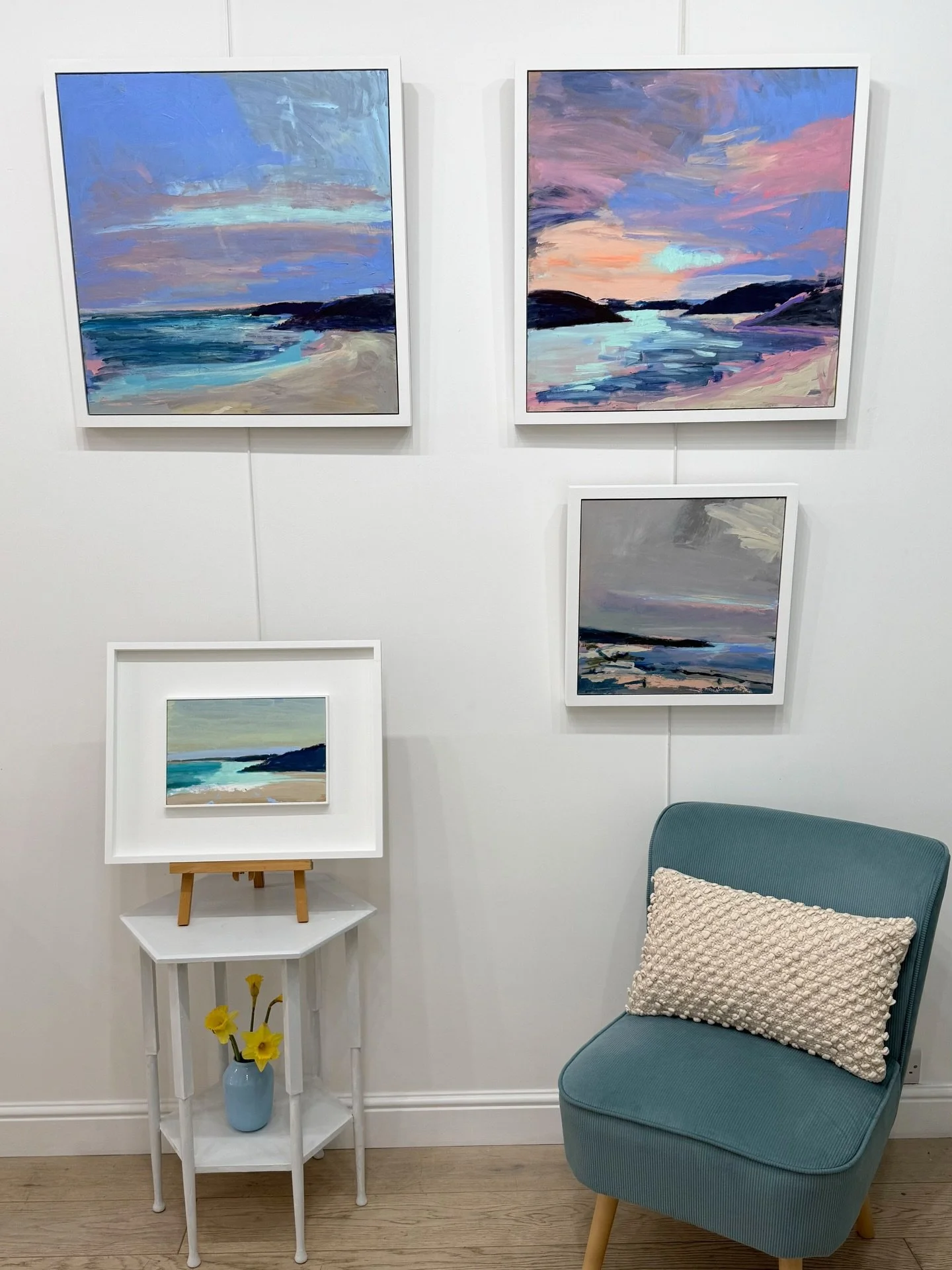 New Artist: Alex Yarlett 

Alex Yarlett&rsquo;s semi-abstracted landscapes employ wide, expressive brushstrokes and a high contrast, playful palette of inky blues, rosy neutrals, vivid turquoise and coral pinks, filling the canvas with energy and the