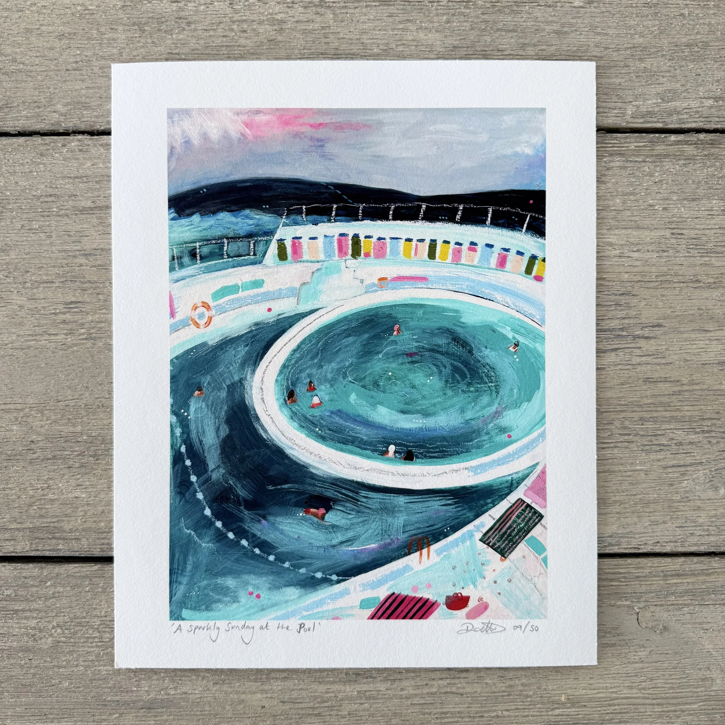 A Sparkly Sunday at the Pool- Giclee Print