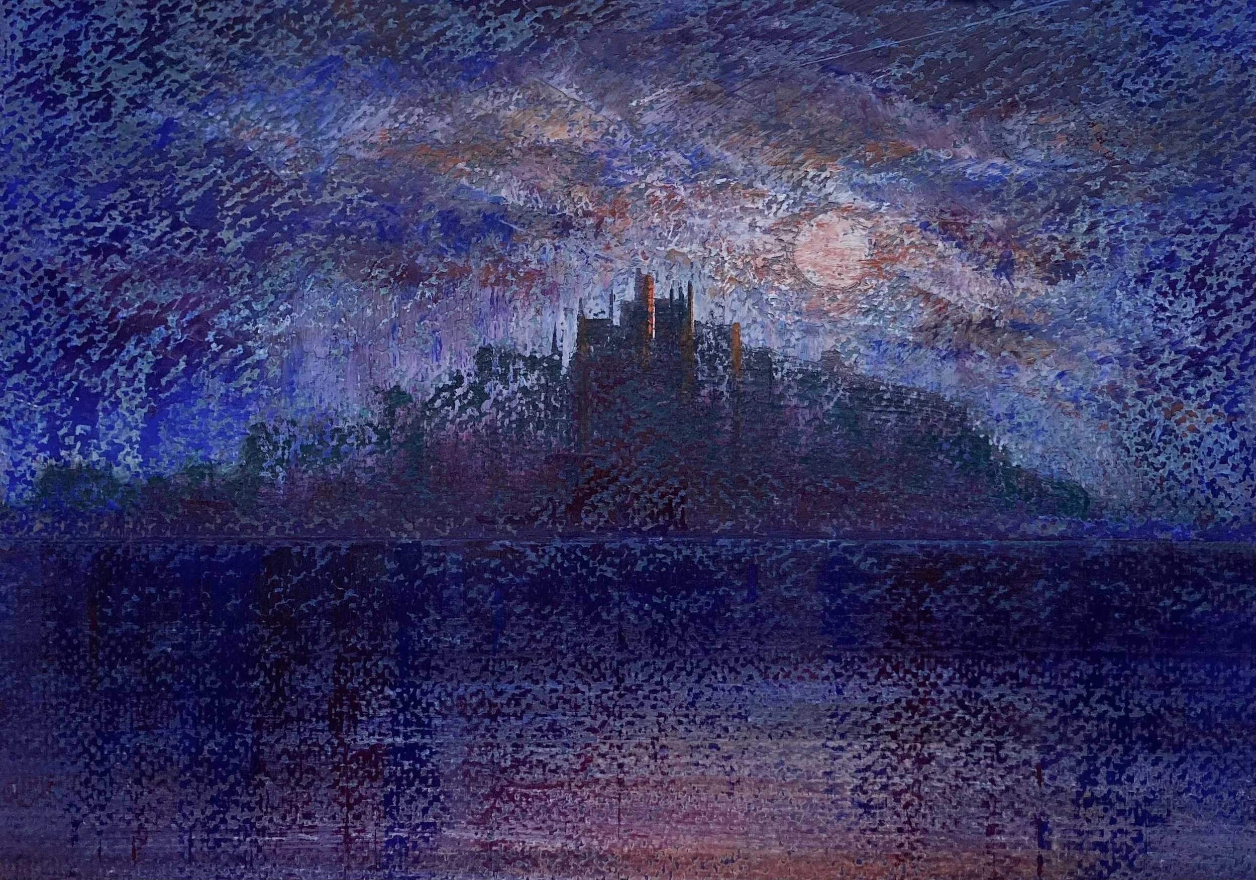 Marazion Moon III. Oil pastel and pencil, 20x28cm..jpeg