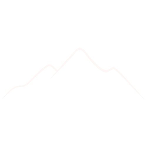 Silhouette of mountain peaks with a white line trace on a black background.