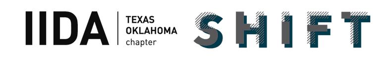 Logo for IIDA Texas Oklahoma chapter with stylized text and a blue-shaded 'SHIFT' graphic.