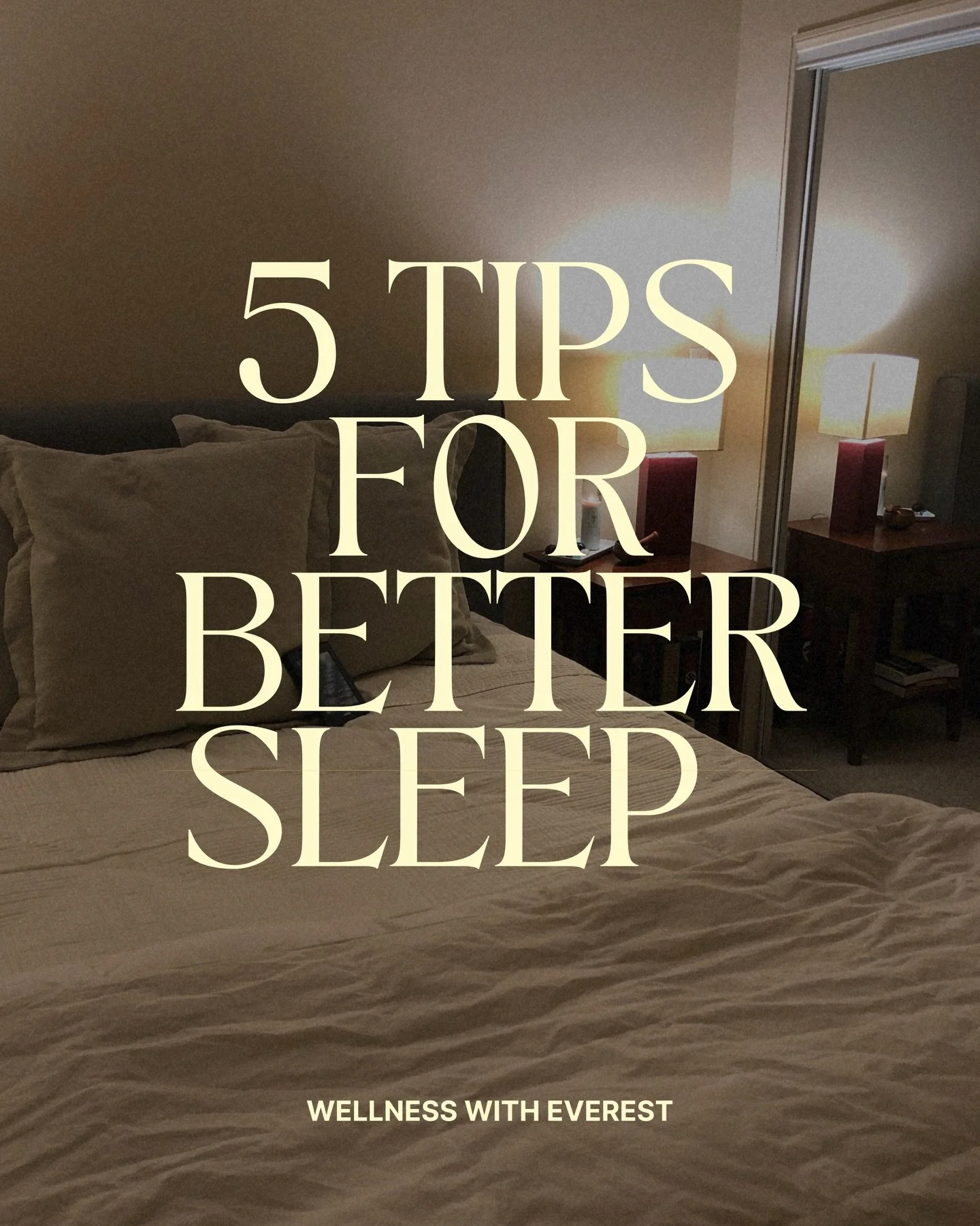 5 of my favorite tips for better sleep!

1. Keep a consistent wake-up time ⏰
Your brain loves rhythm. Waking up at the same time every day (yes, even weekends) anchors your circadian rhythm and makes falling asleep at night easier.

No caffeine after