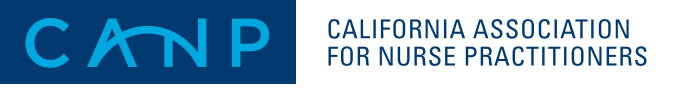 Logo of the California Association for Nurse Practitioners in blue and black