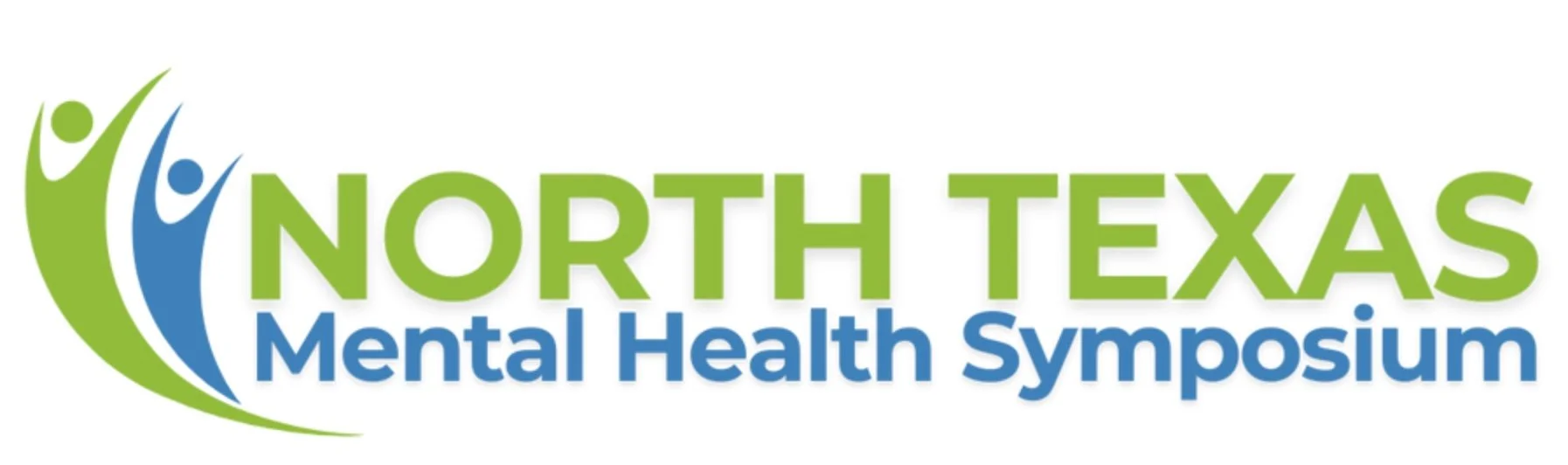 Logo for North Texas Mental Health Symposium featuring stylized figures and green and blue text