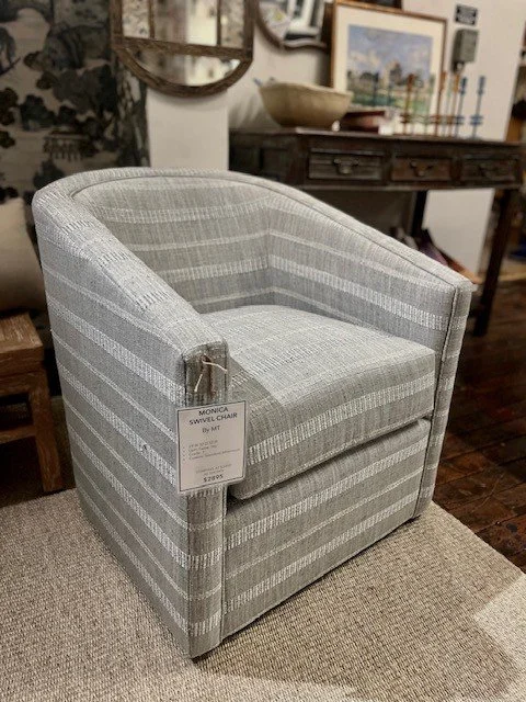 Monica Swivel Chair
MT Company
Upholstered in: Cacia - Sky
29" W x  32" D x  32" H
As Shown: $2895
