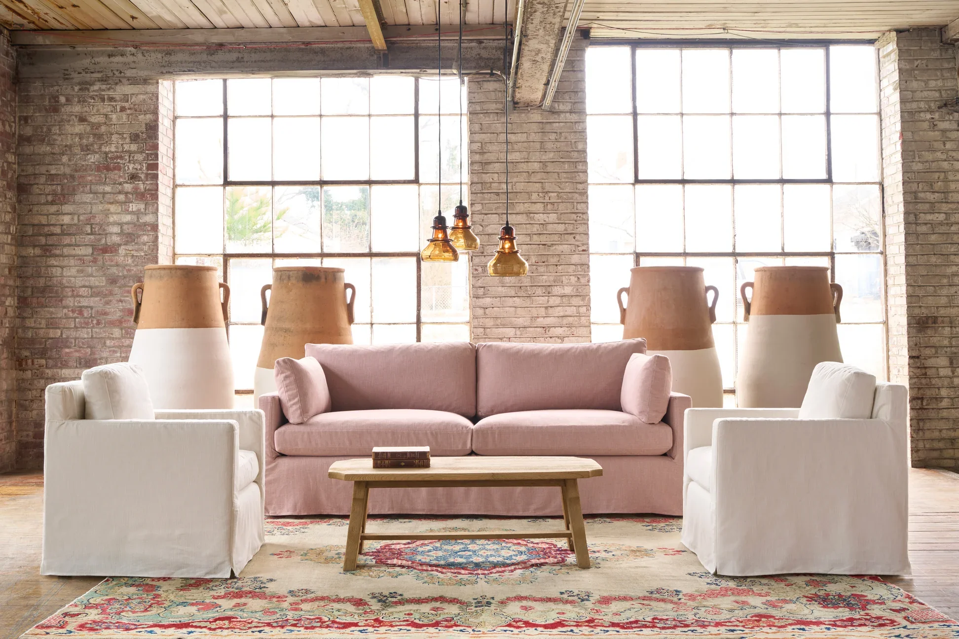 Overall: 78"w 40"d 31"h

Sitting Space: 56"w x 26"d

Seat Height: 20"h

Arm Height: 25"h

Weight: 193 lbs