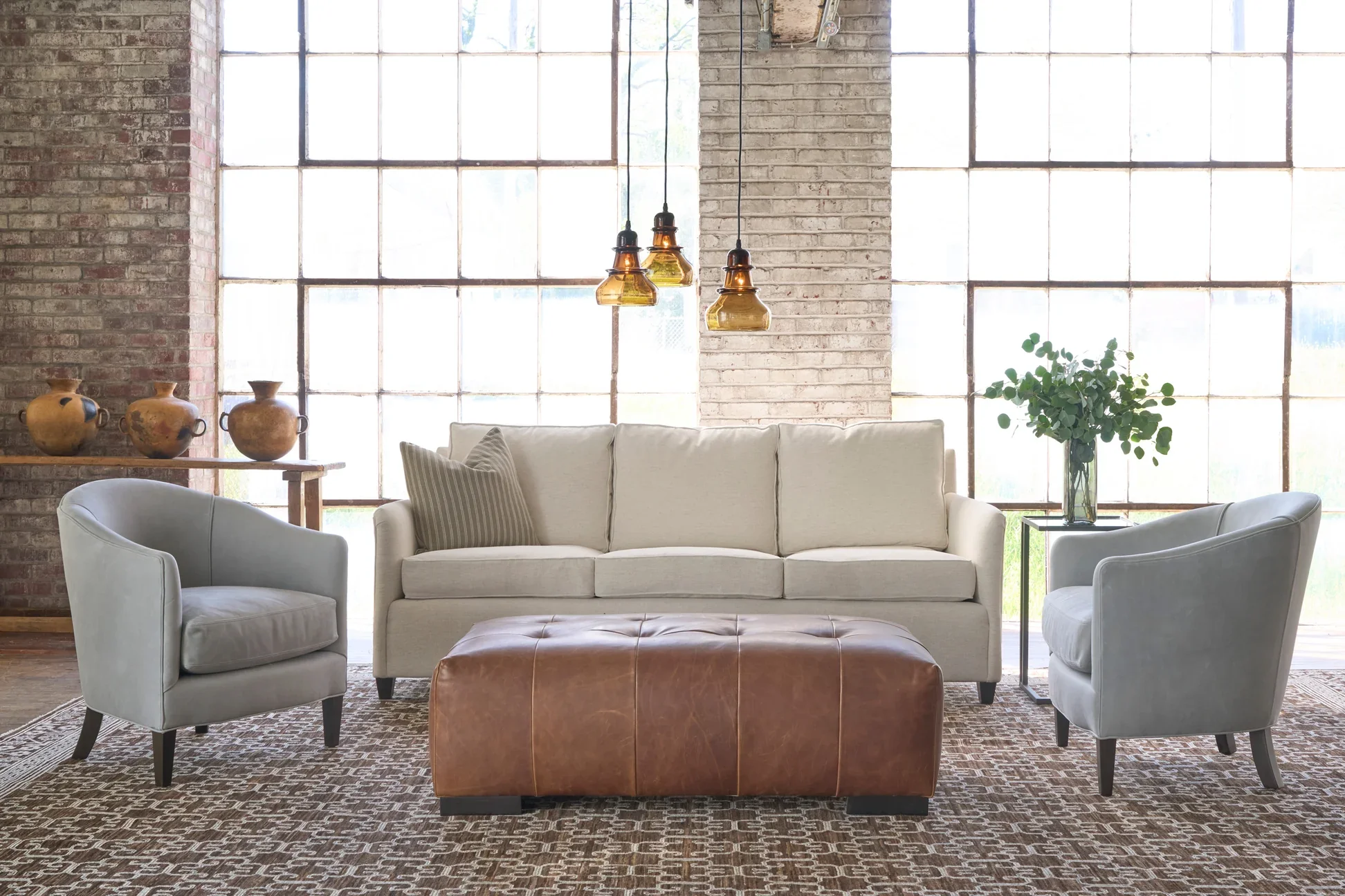 Overall: 84"w 37"d 32"h

Sitting Space: 76"w x 22"d

Seat Height: 19"h

Arm Height: 25"h

Weight: n/a