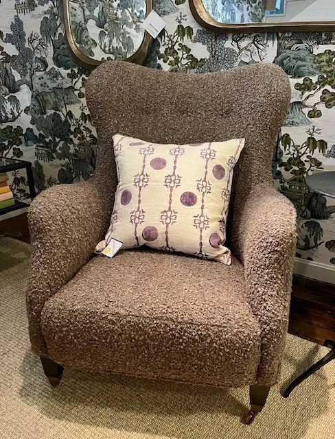 Romi Chair
Upholstered in  Knobby Coffee
30" W x  35" D x  38" H
$4119 As Shown