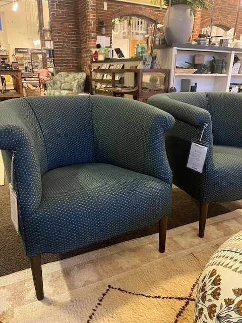 Emily Chairs (2)
Upholstered in  Tori Indigo
29" W x  32" D x  30" H
$3445 As Shown 