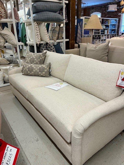 Willard Sofa
Upholstered in Bellamy Natural
Finish: Expresso
80" W x 39" D x 30" H
$6549 As Shown
ON SALE $3929.99