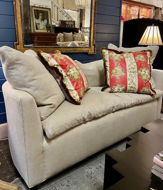 Havana Loveseat
Upholstered in Flax - Organic
72" W x 35" D x 30" H
$5877 As Shown
ON SALE: $4113.99