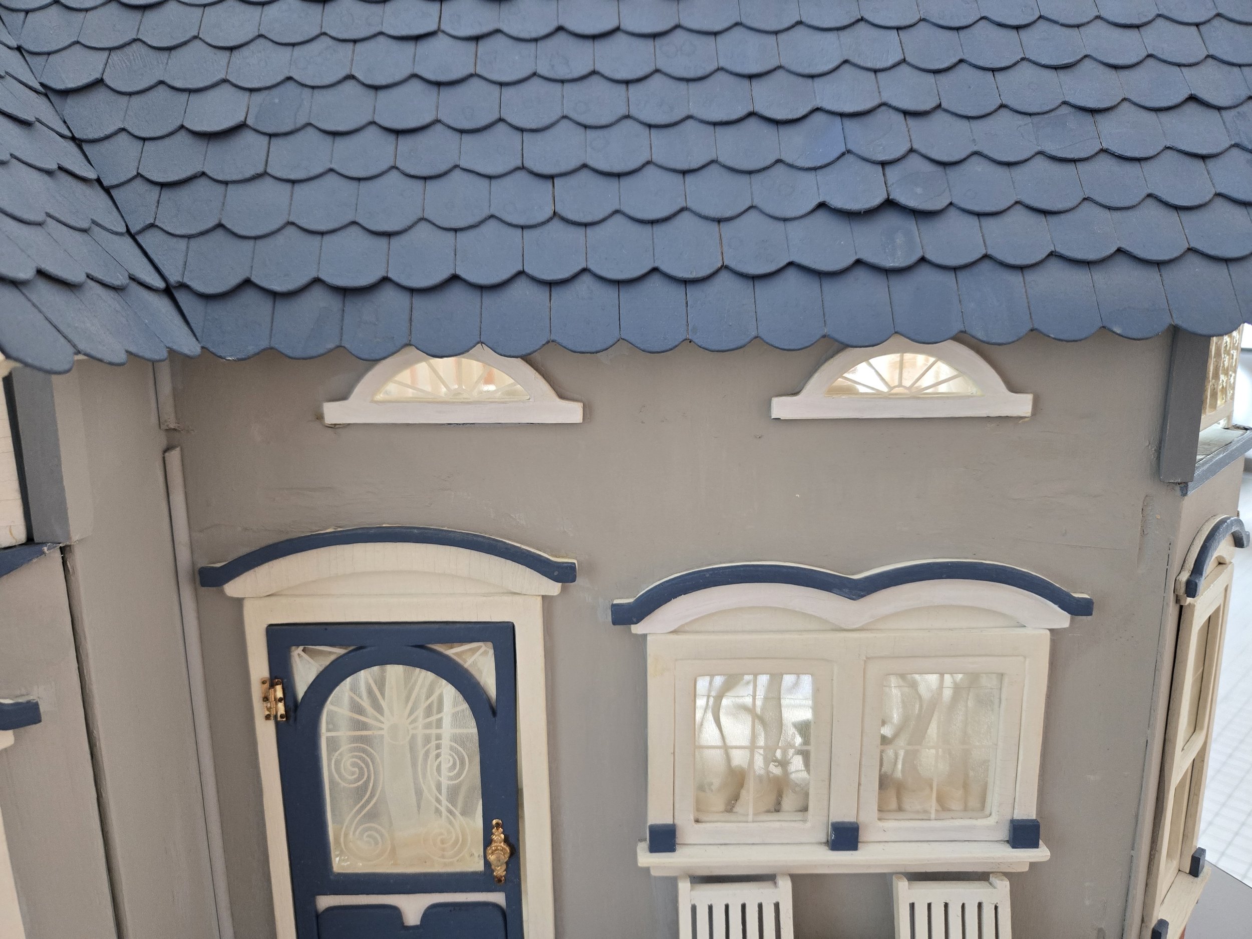 This house was built by a 91 year old woman who was passionate about miniatures and dollhouses.  I restored it to be displayed at the Katonah Museum Exhibition, Summer 2026,
