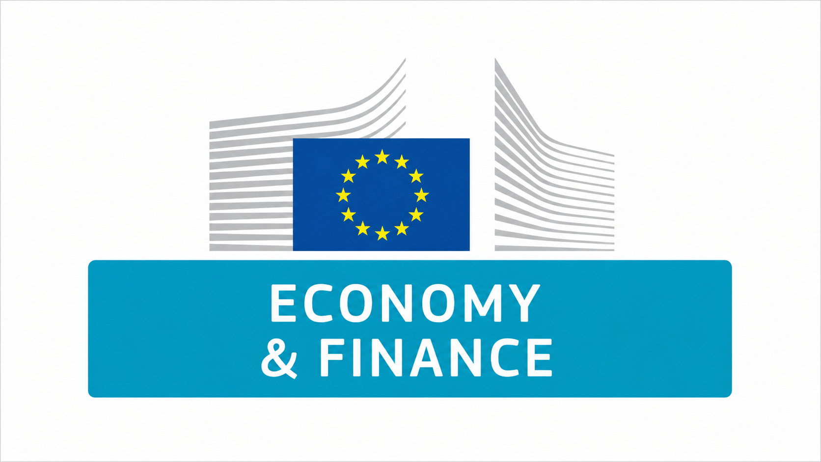 Graphic representing the European Union with the EU flag and the words "Economy & Finance" on a blue background.